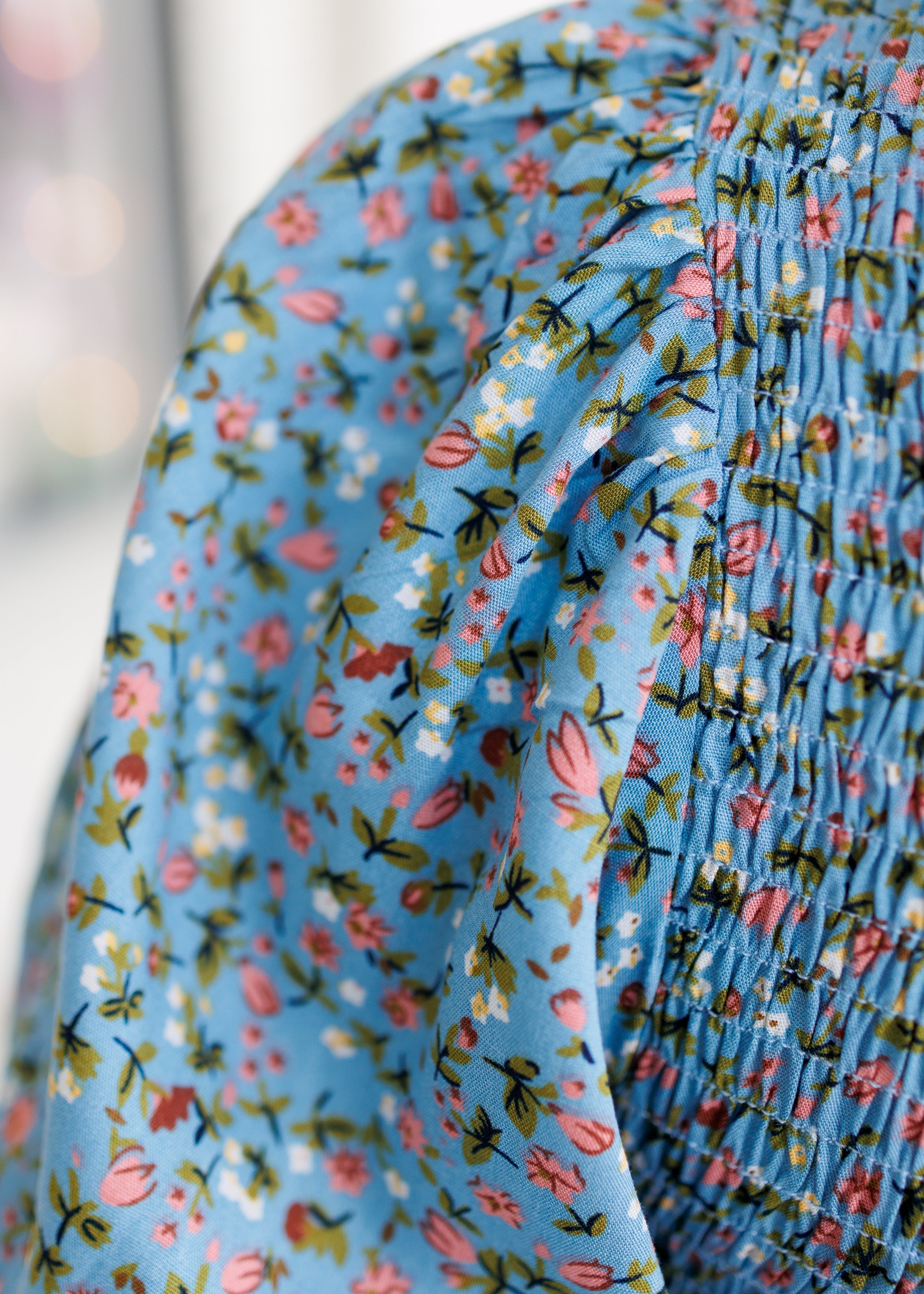 Julia Blue Floral Smocked Dress