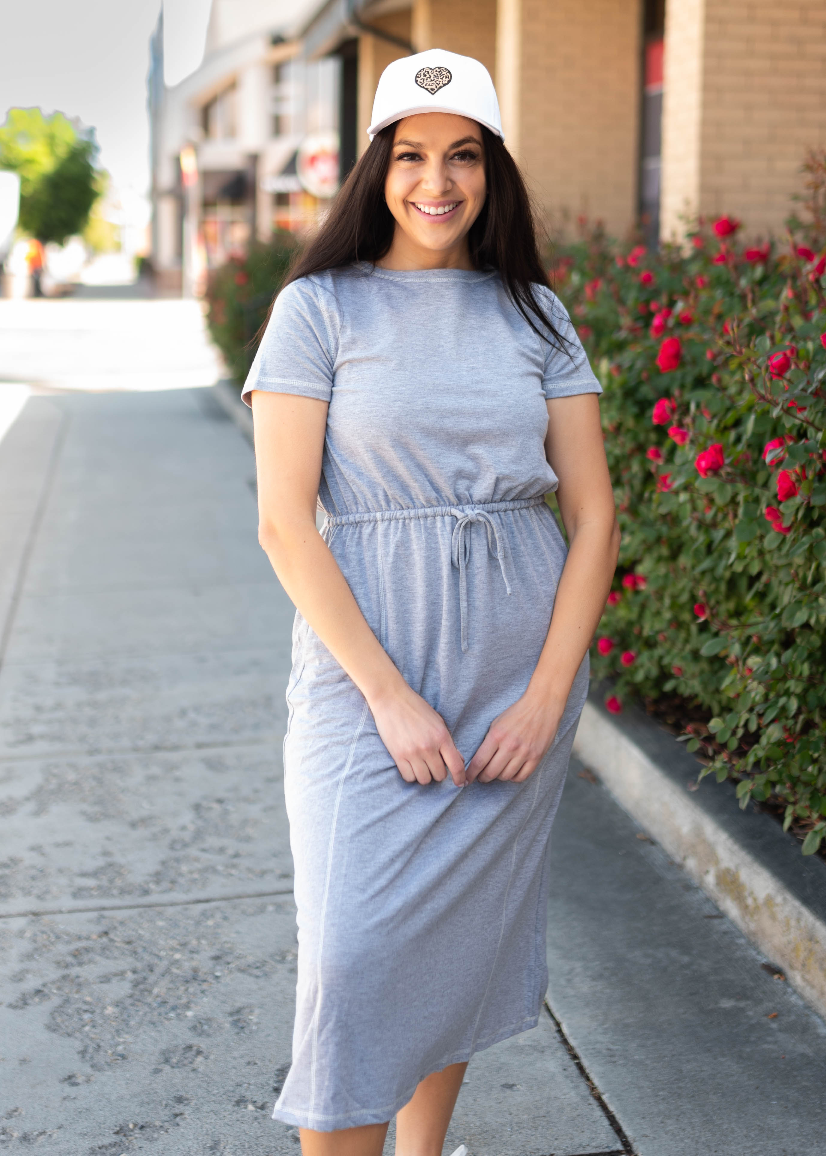 Juliana Grey Drawstring Dress