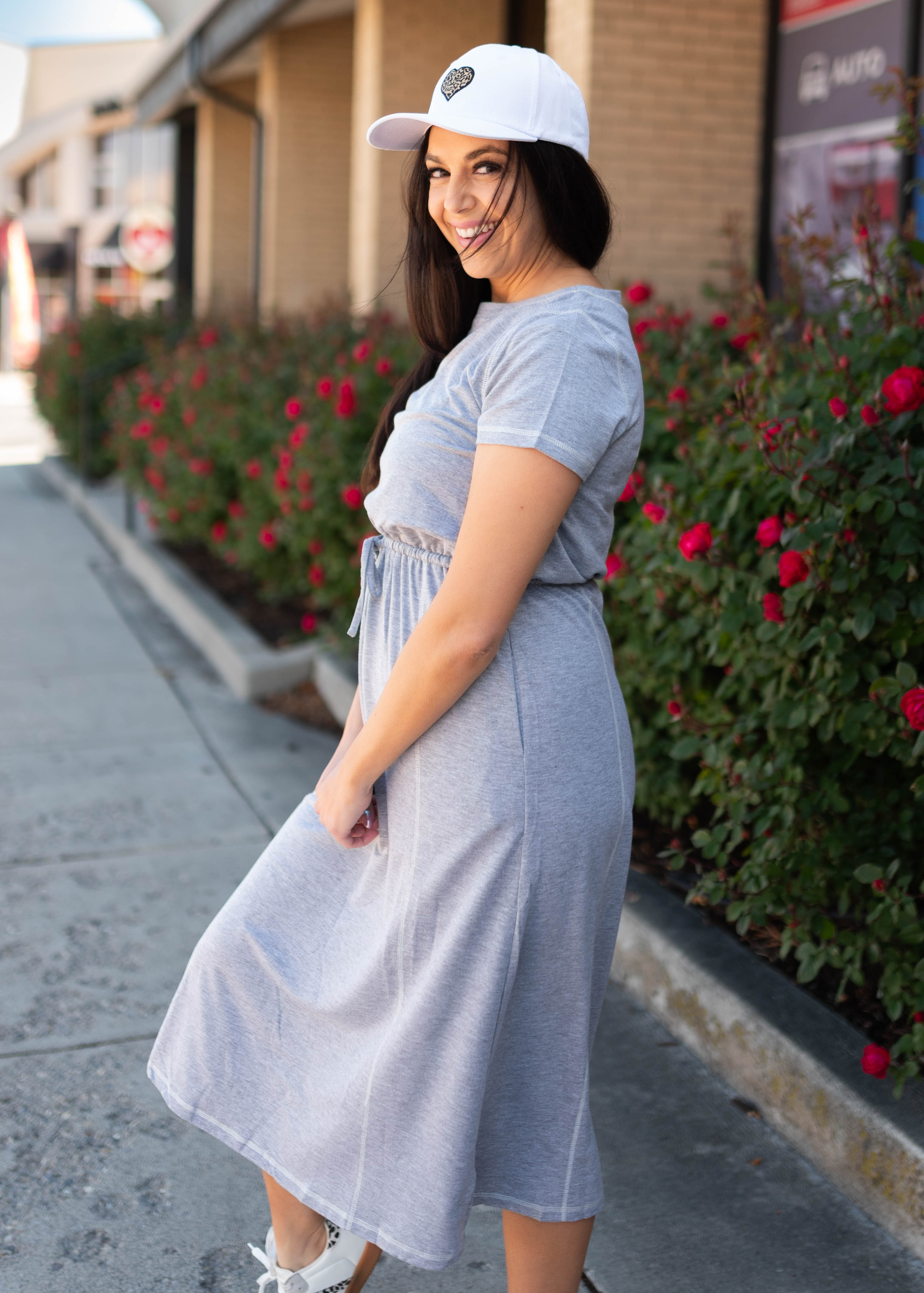 Juliana Grey Drawstring Dress