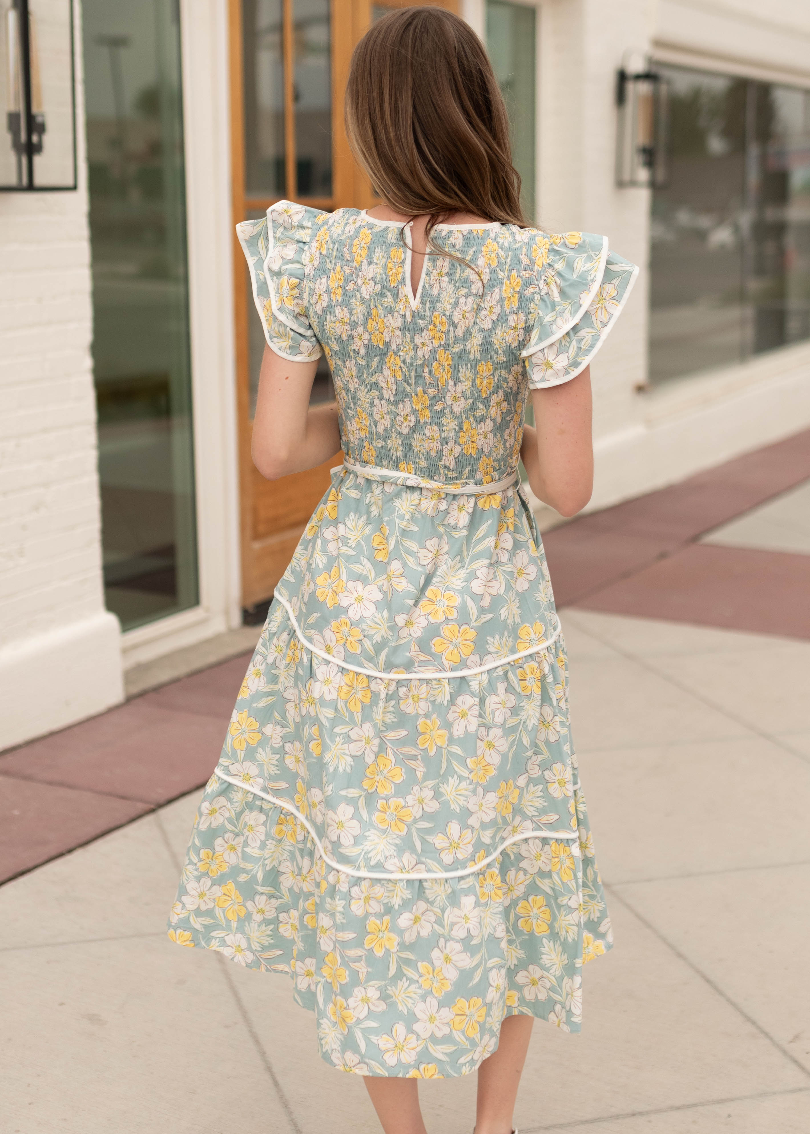 Julianna Blue Floral Tiered Dress