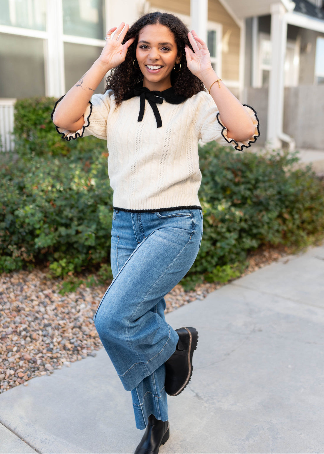 Justice Cream Collar Top