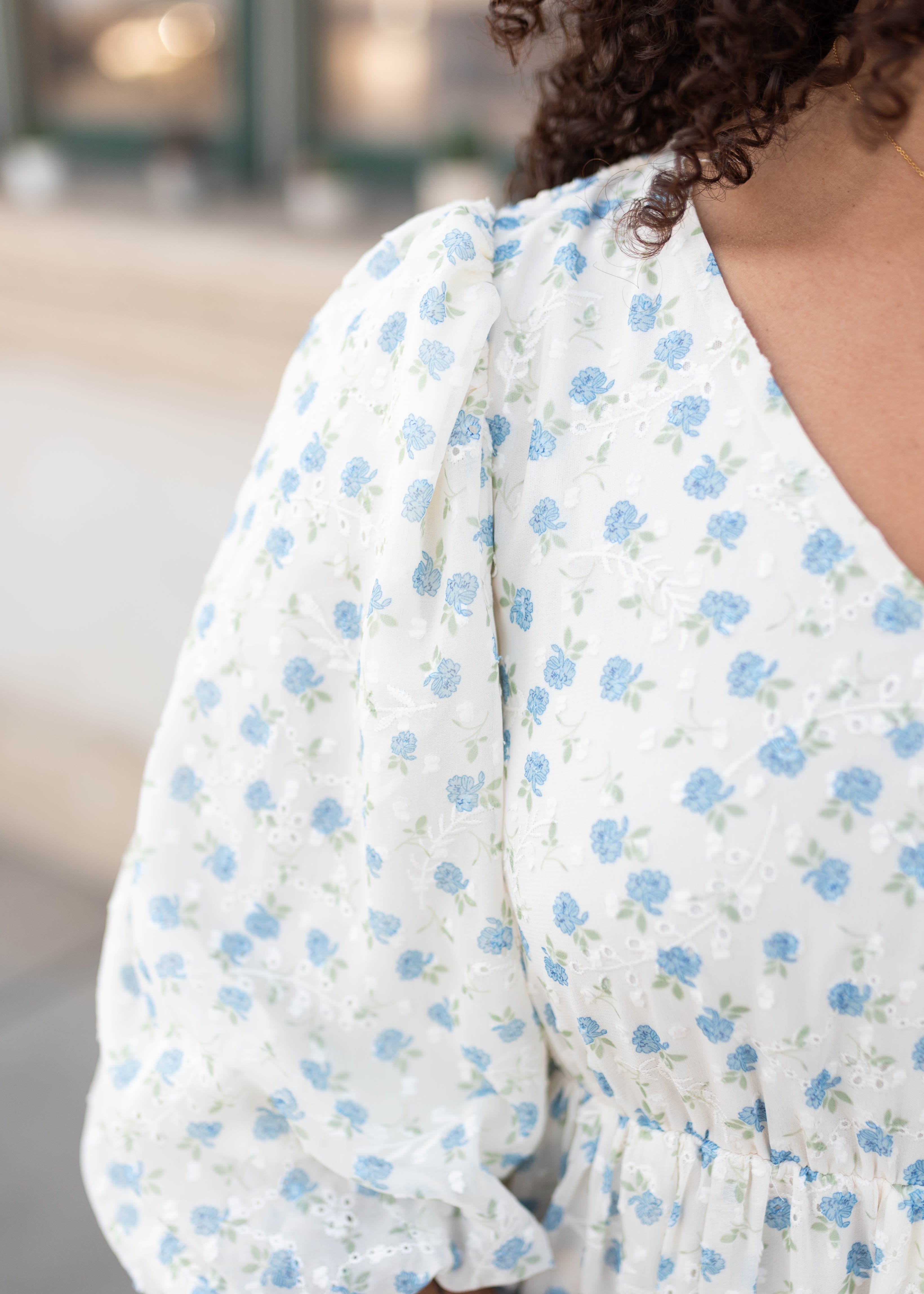 Kaitlyn Ivory Blue Floral Dress