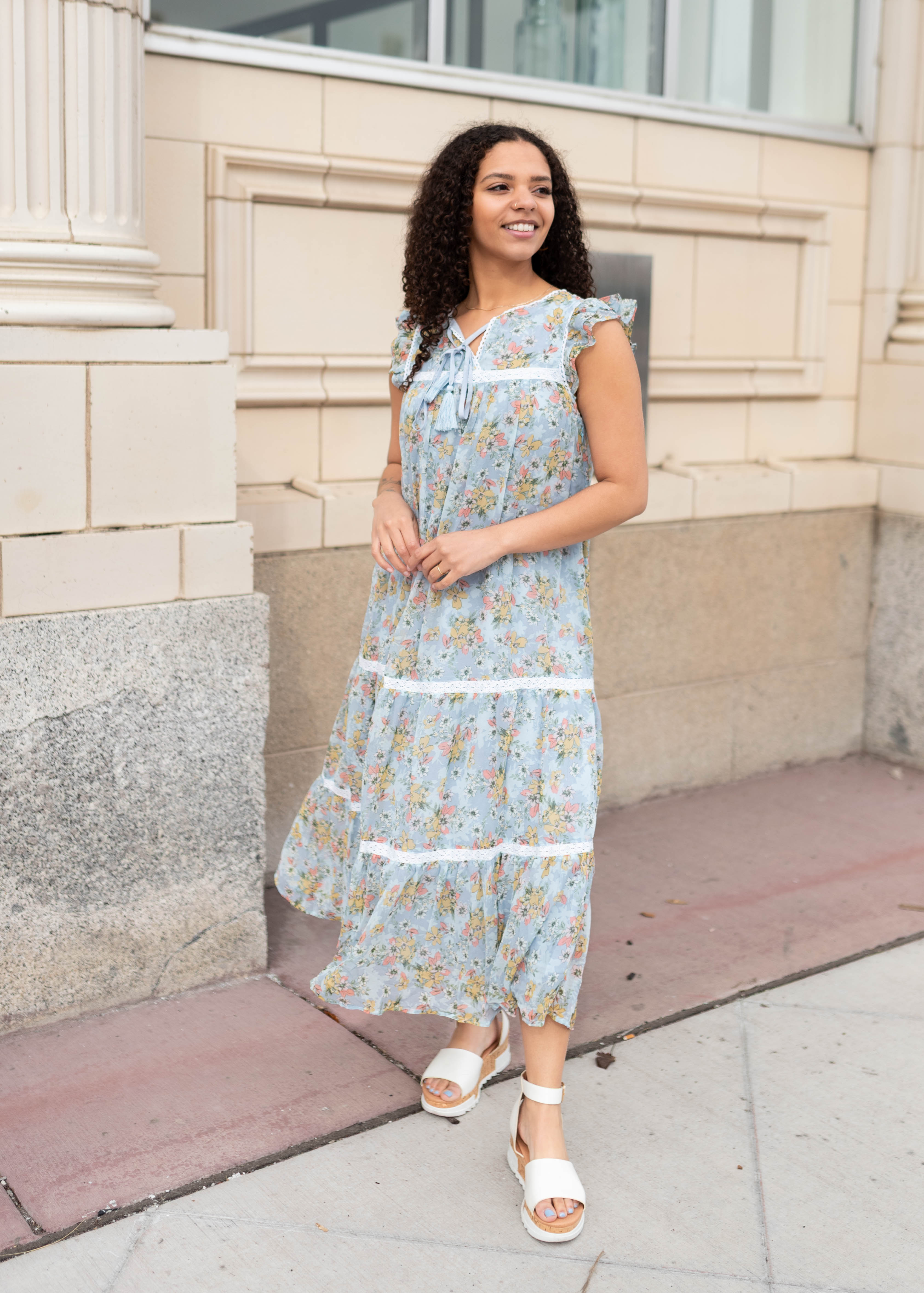 Kassidy Blue Floral Mesh Dress