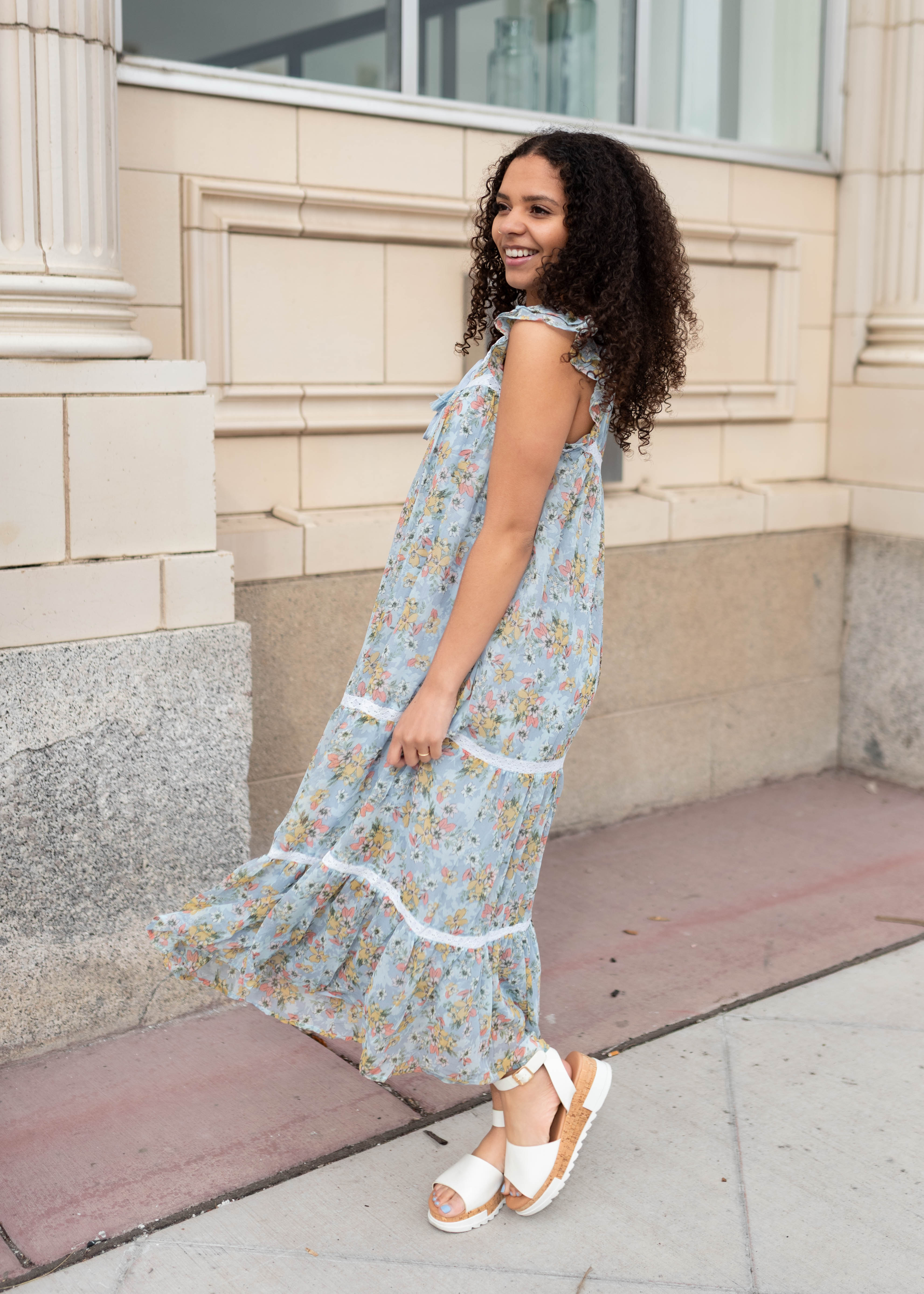 Kassidy Blue Floral Mesh Dress