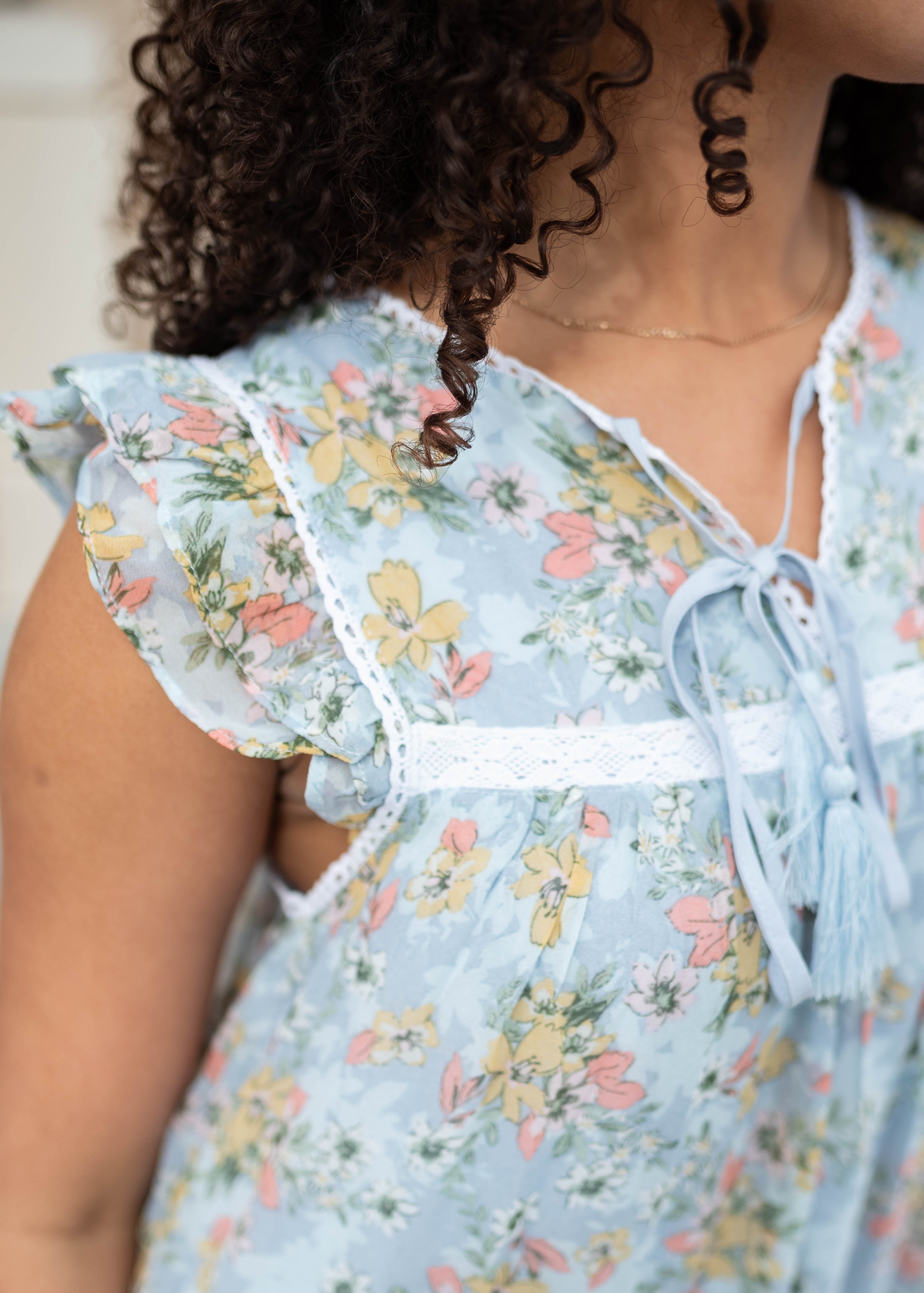 Kassidy Blue Floral Mesh Dress