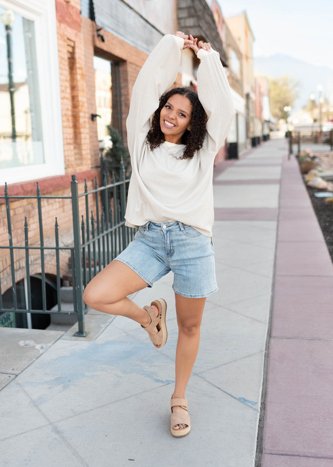 Katelyn Light Mocha Striped Pullover