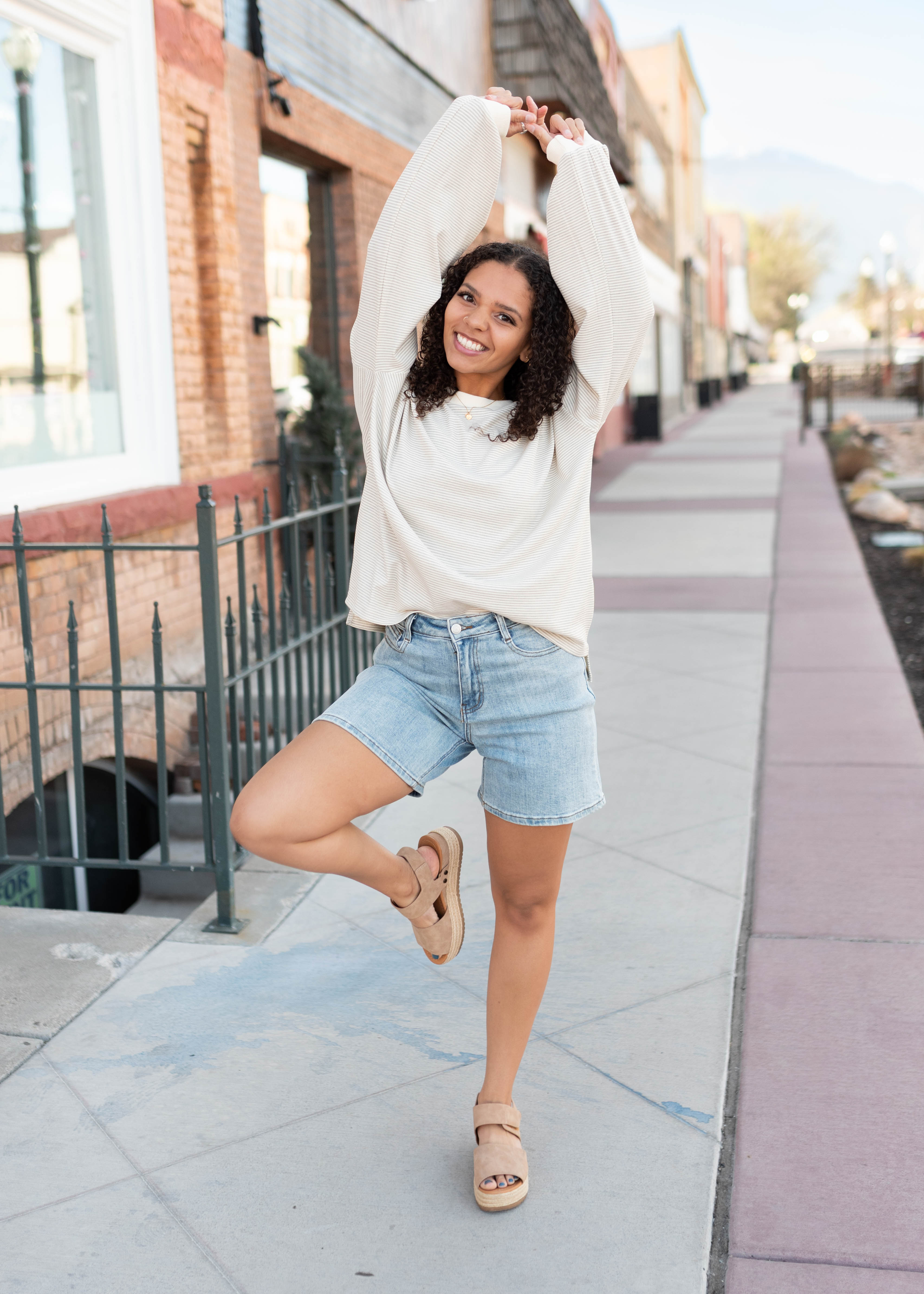 Katelyn Light Mocha Striped Pullover