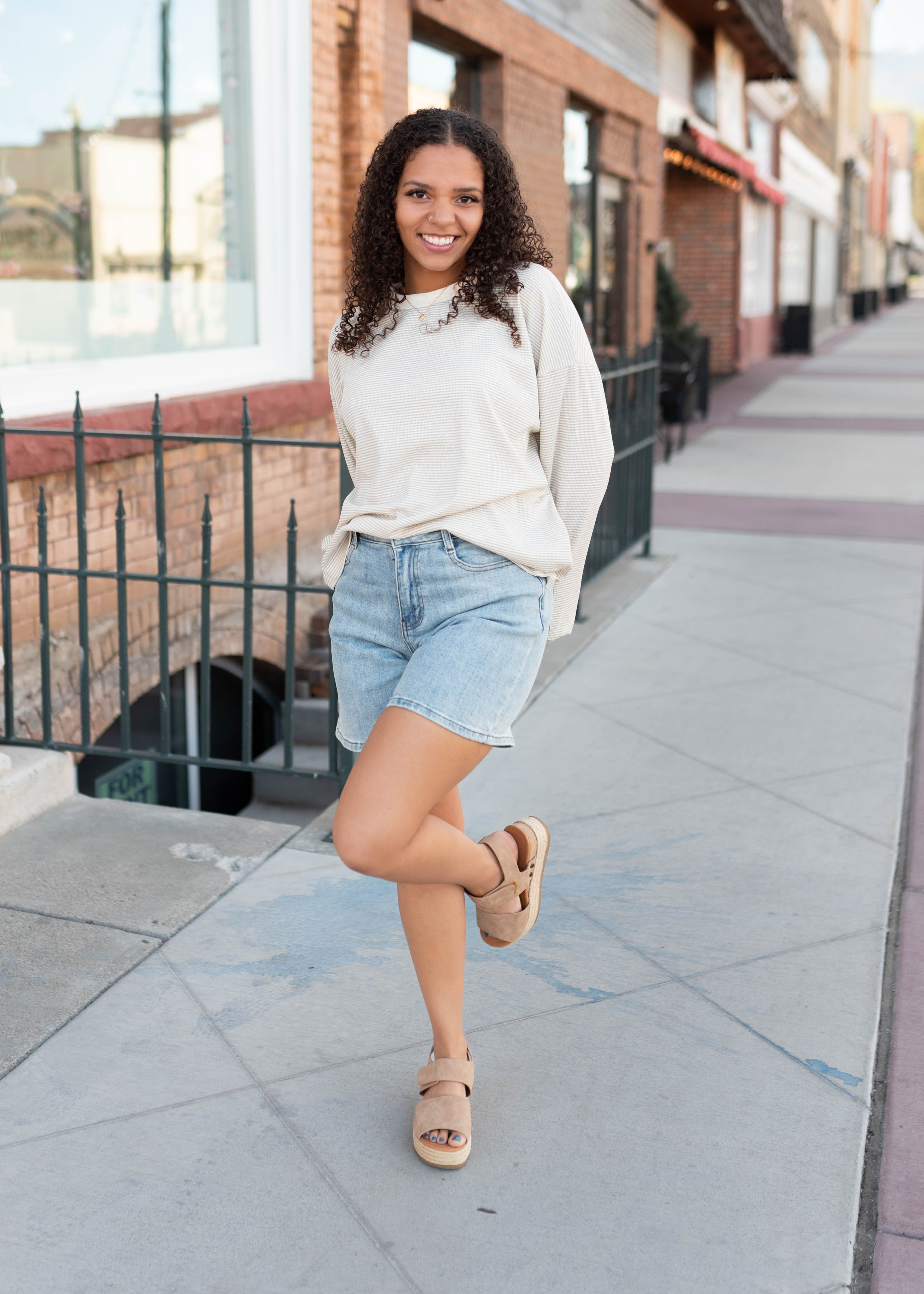 Katelyn Light Mocha Striped Pullover
