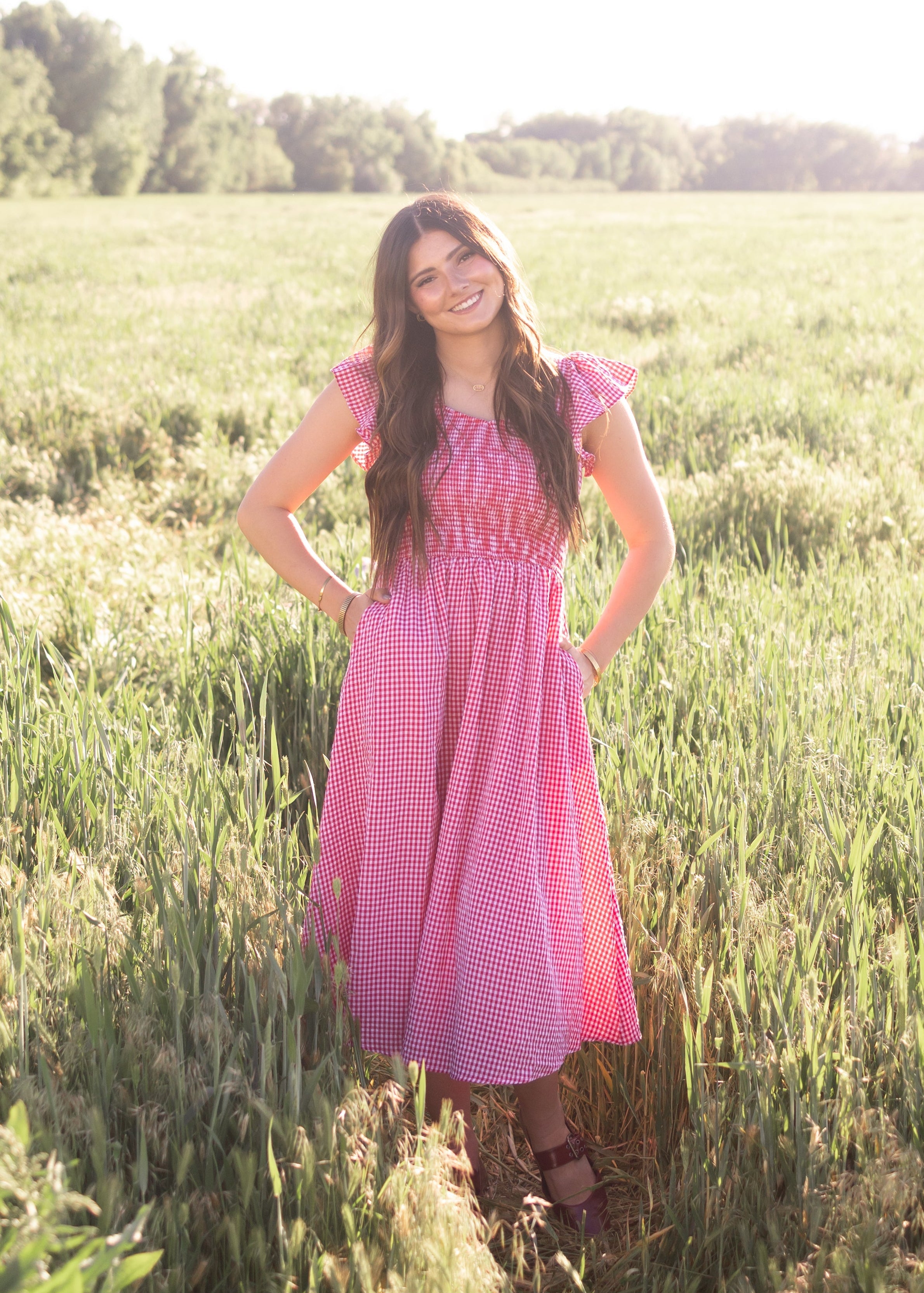Katie Red Gingham Dress