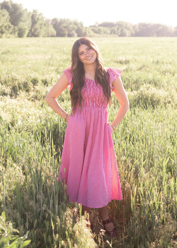 Katie Red Gingham Dress