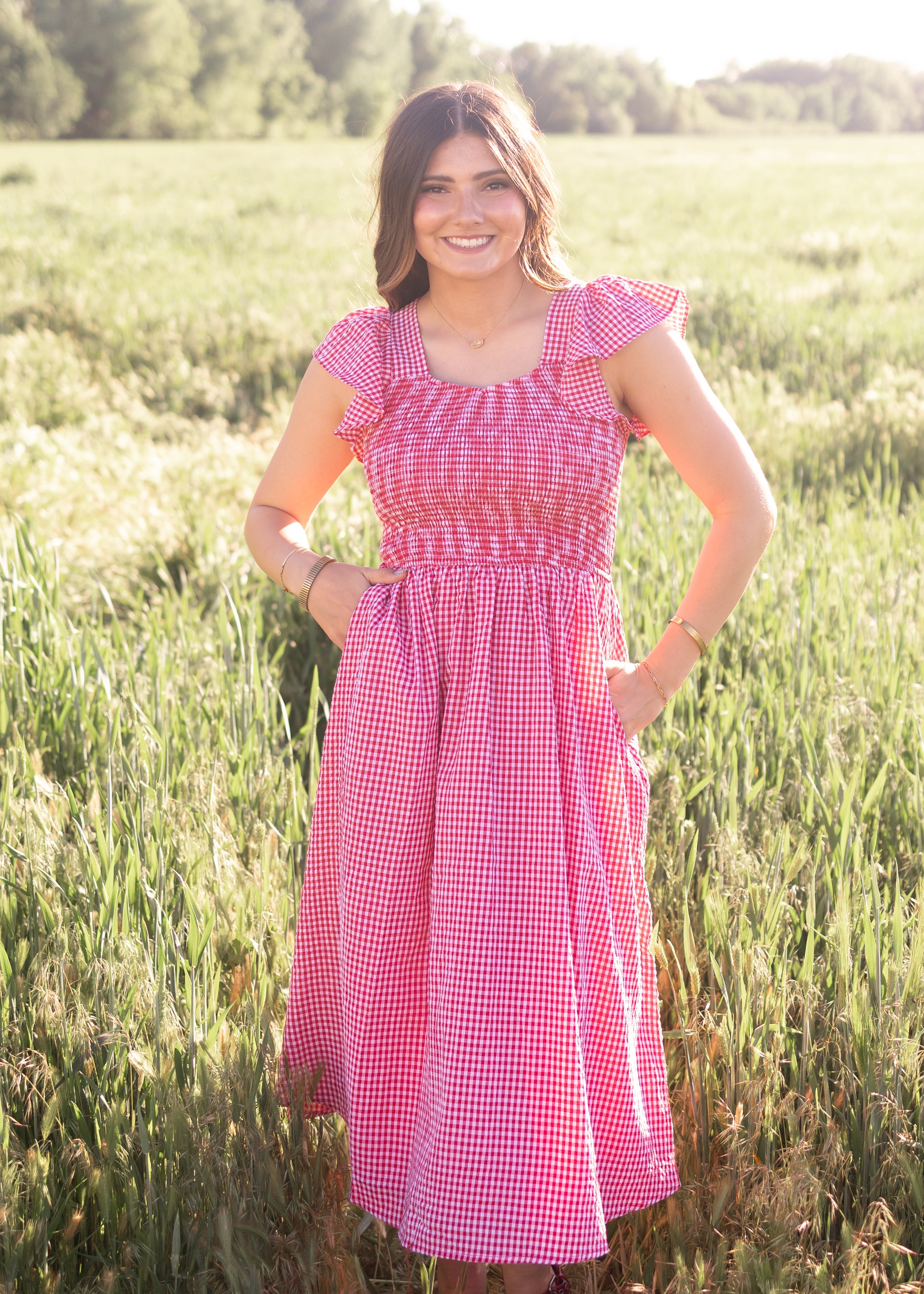 Katie Red Gingham Dress