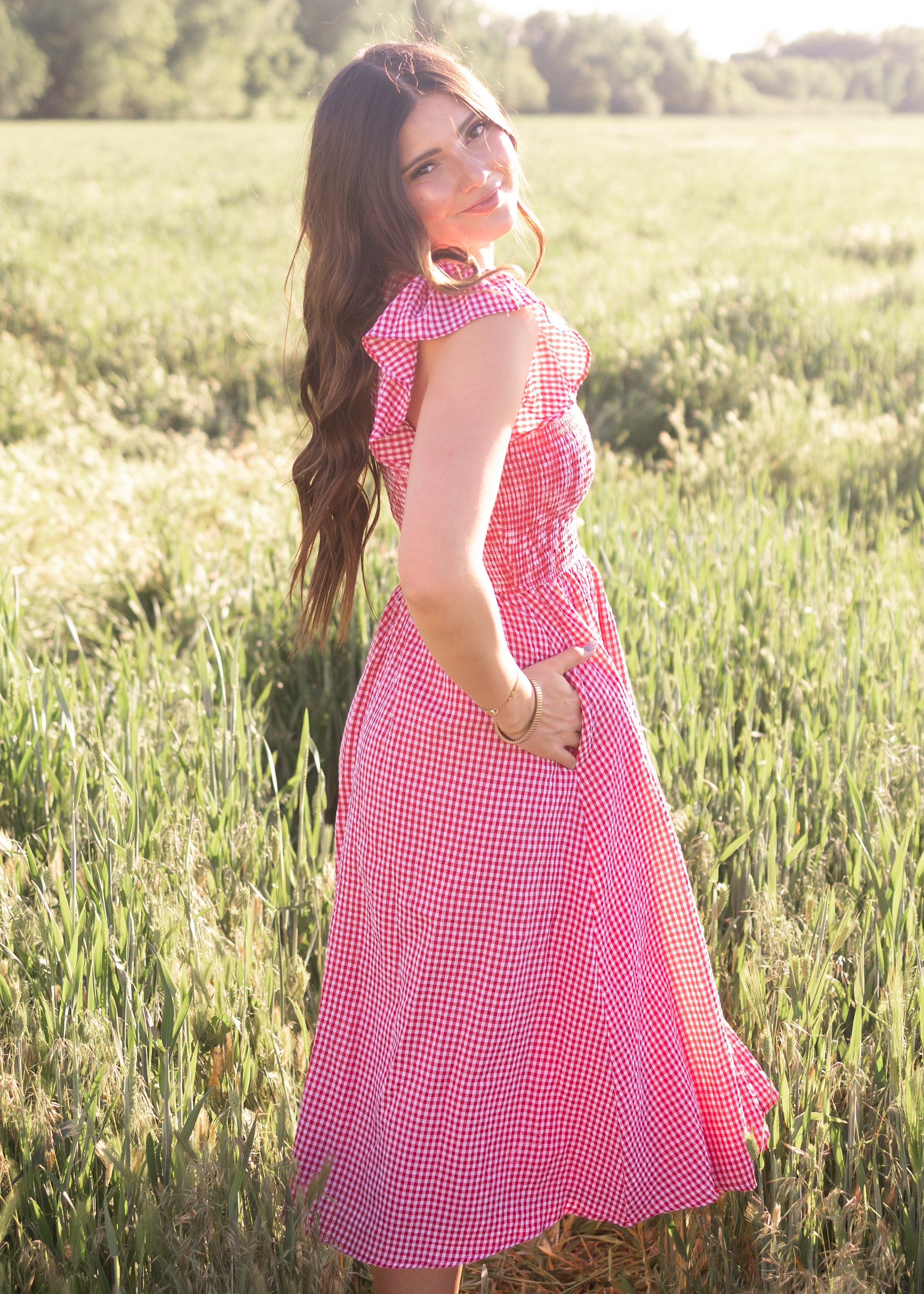 Katie Red Gingham Dress