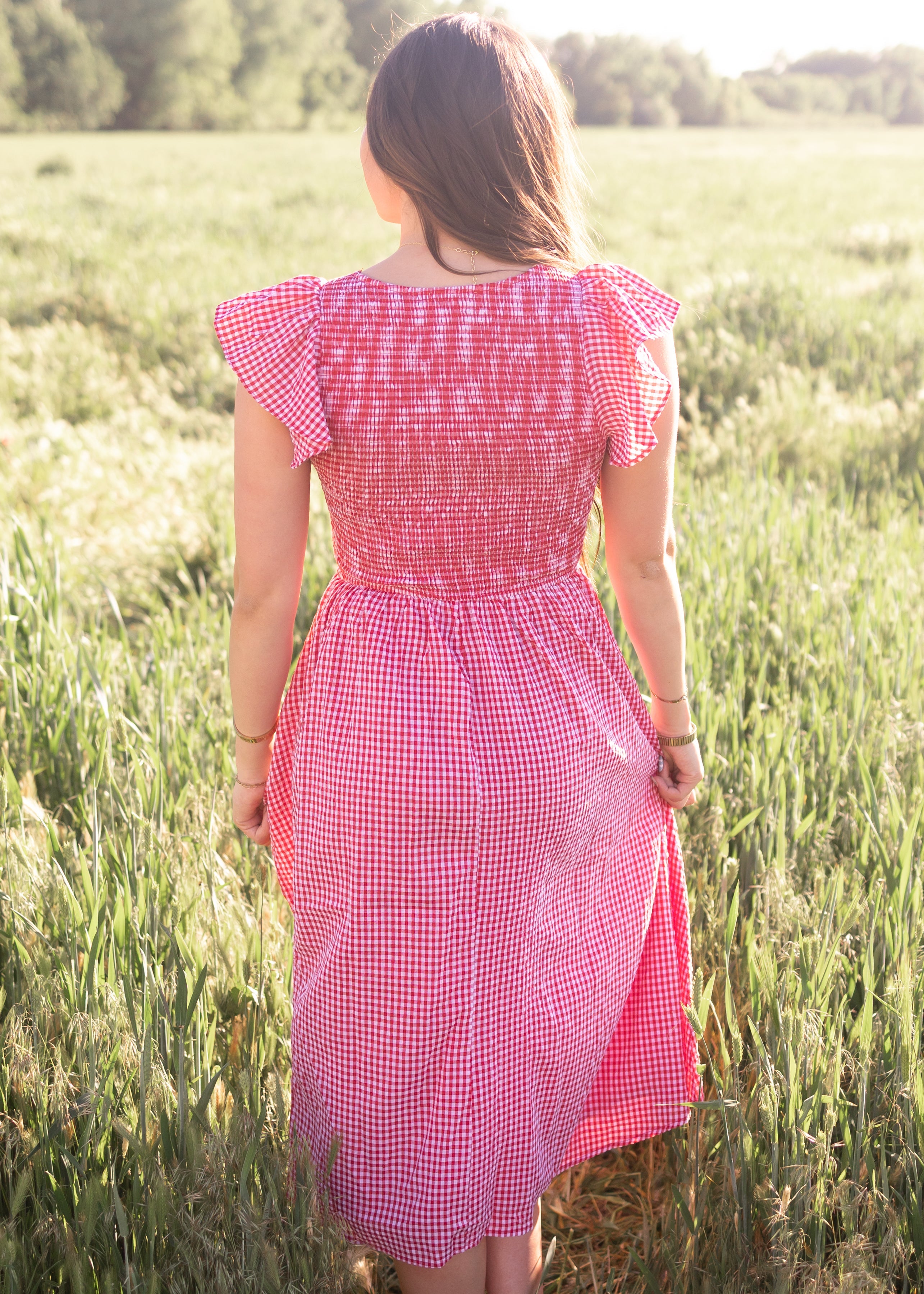Katie Red Gingham Dress