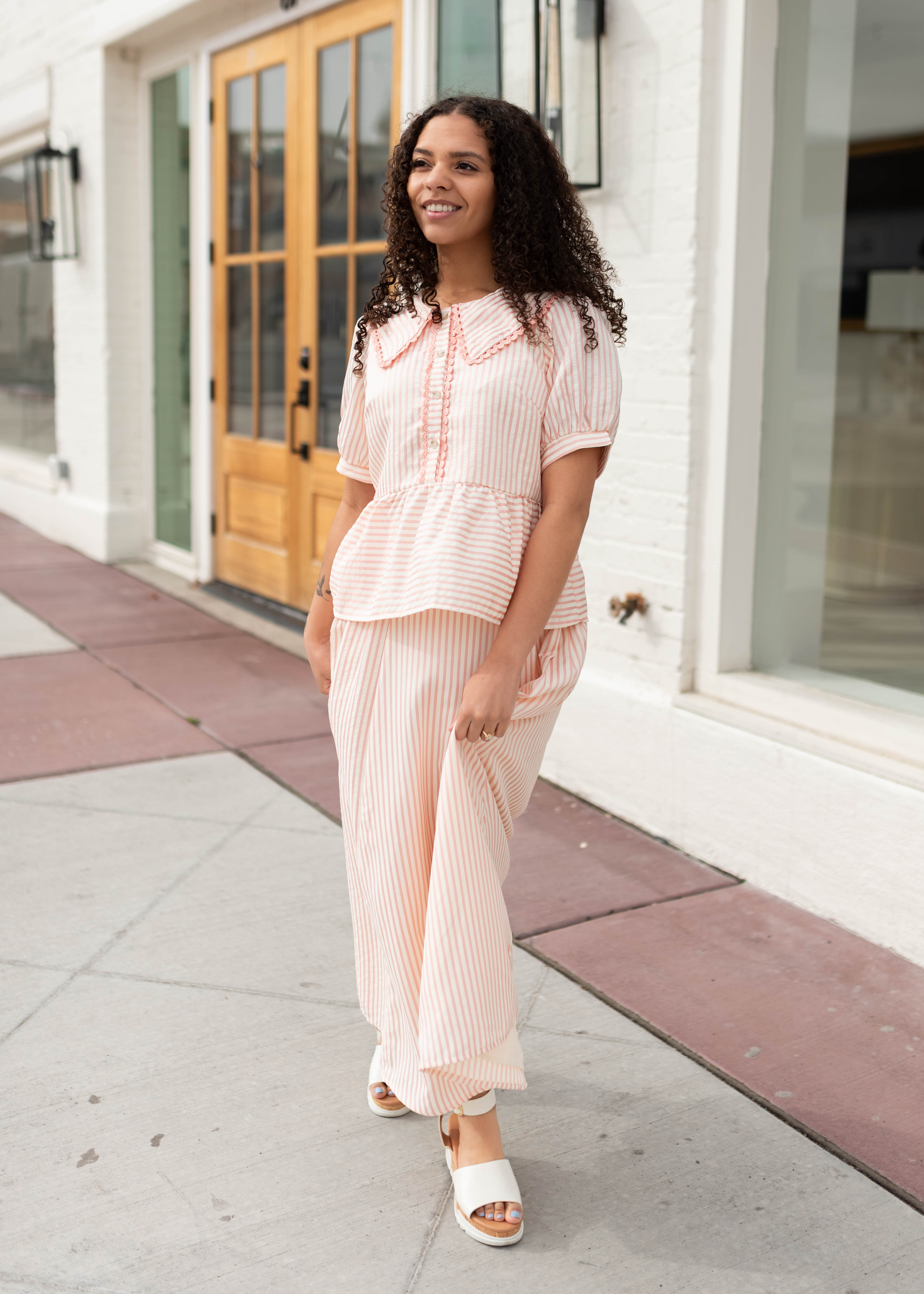 Kendra Pink Striped Midi Skirt