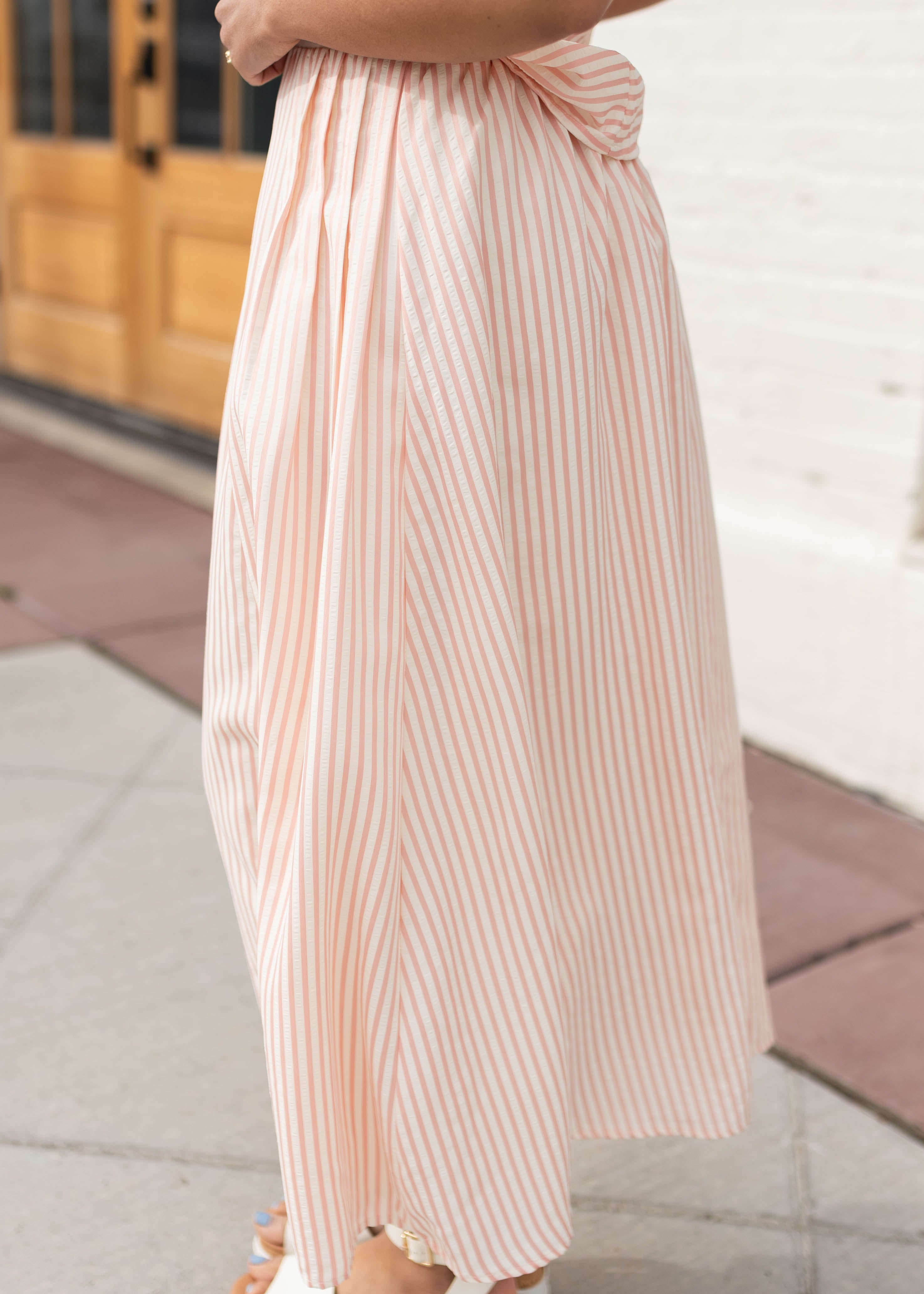 Kendra Pink Striped Midi Skirt