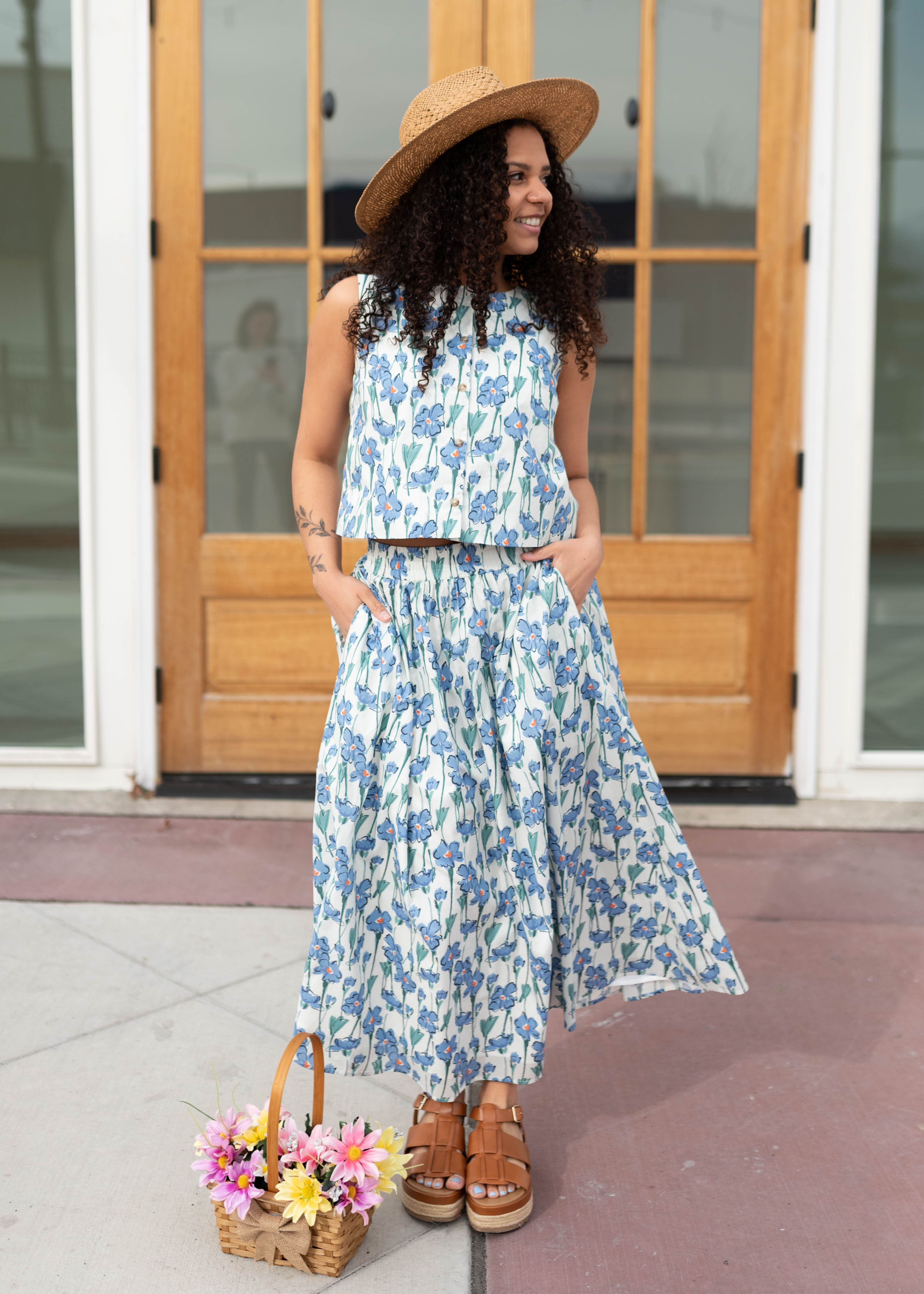 Kenna Blue Floral Sleeveless Top