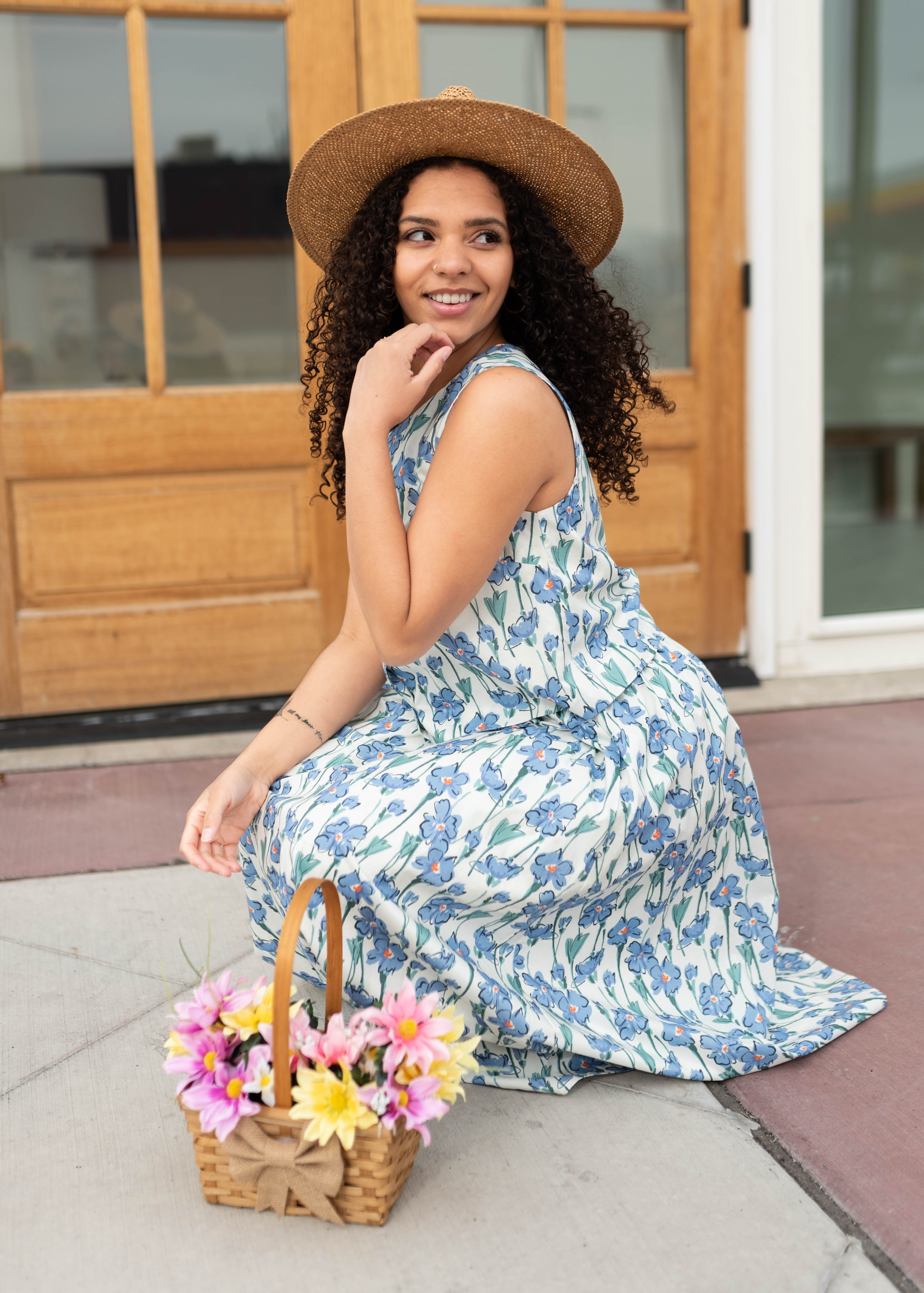Kenna Blue Floral Sleeveless Top