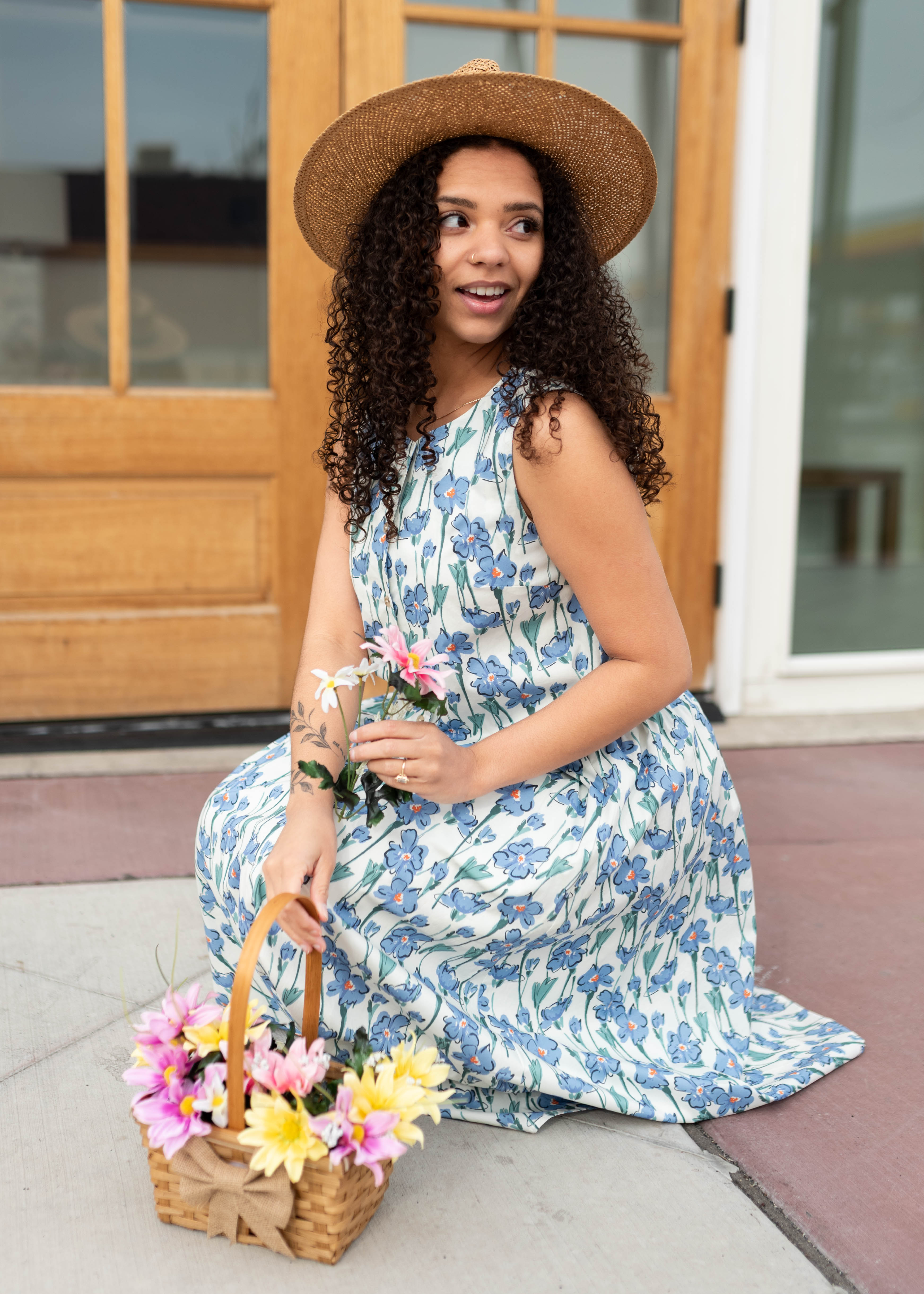 Kenna Blue Floral Sleeveless Top