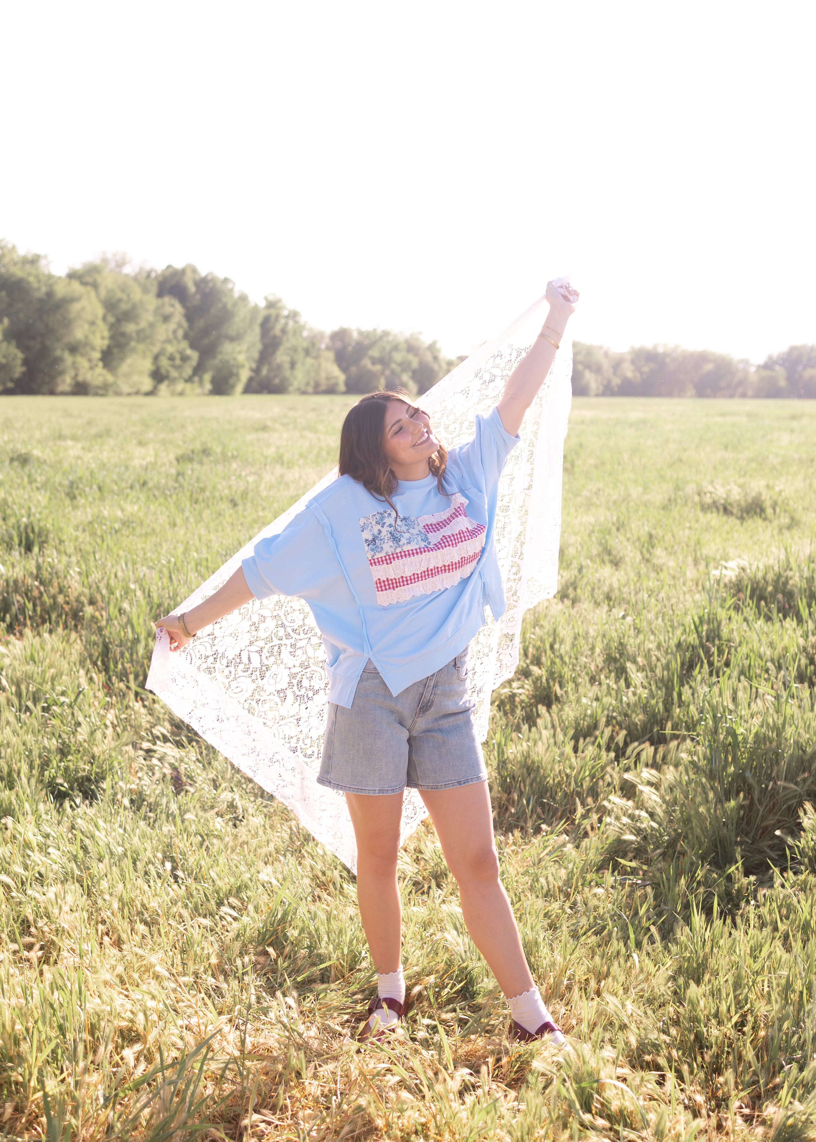 Kim Blue American Flag Shirt