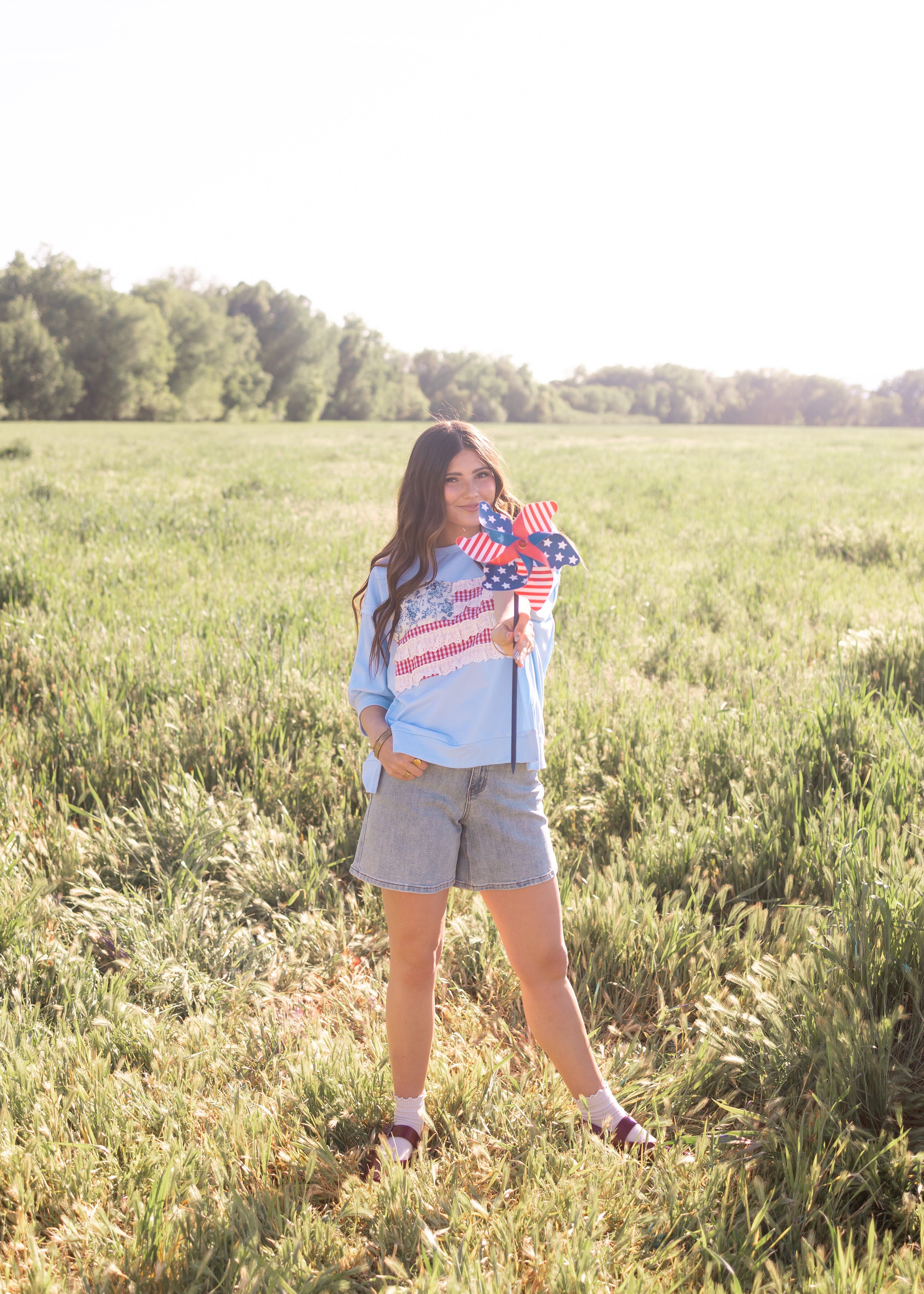 Kim Blue American Flag Shirt
