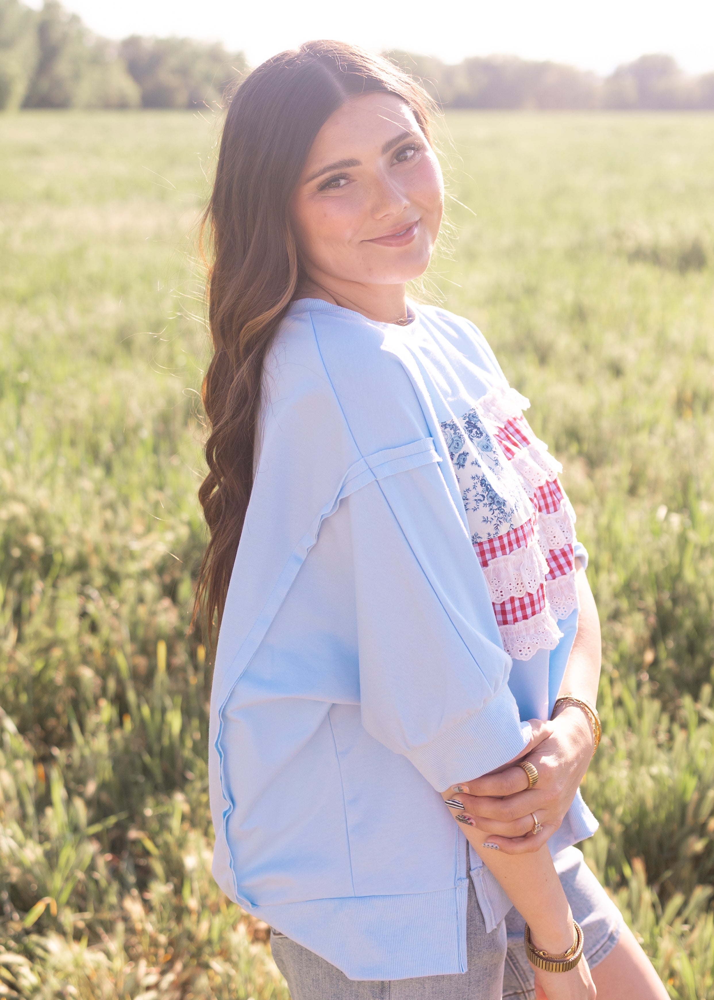 Kim Blue American Flag Shirt