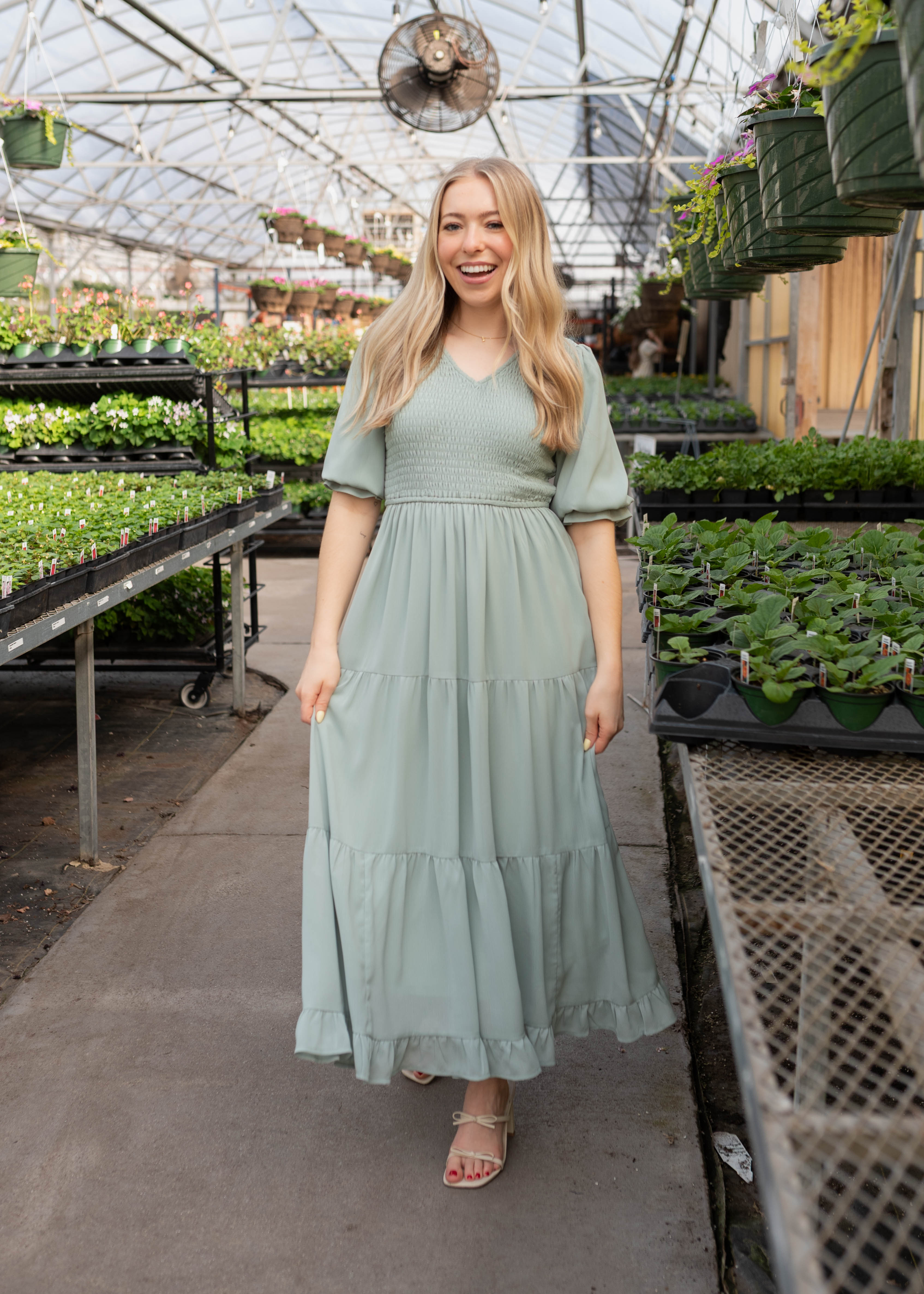 Kinley Sage Tiered Dress