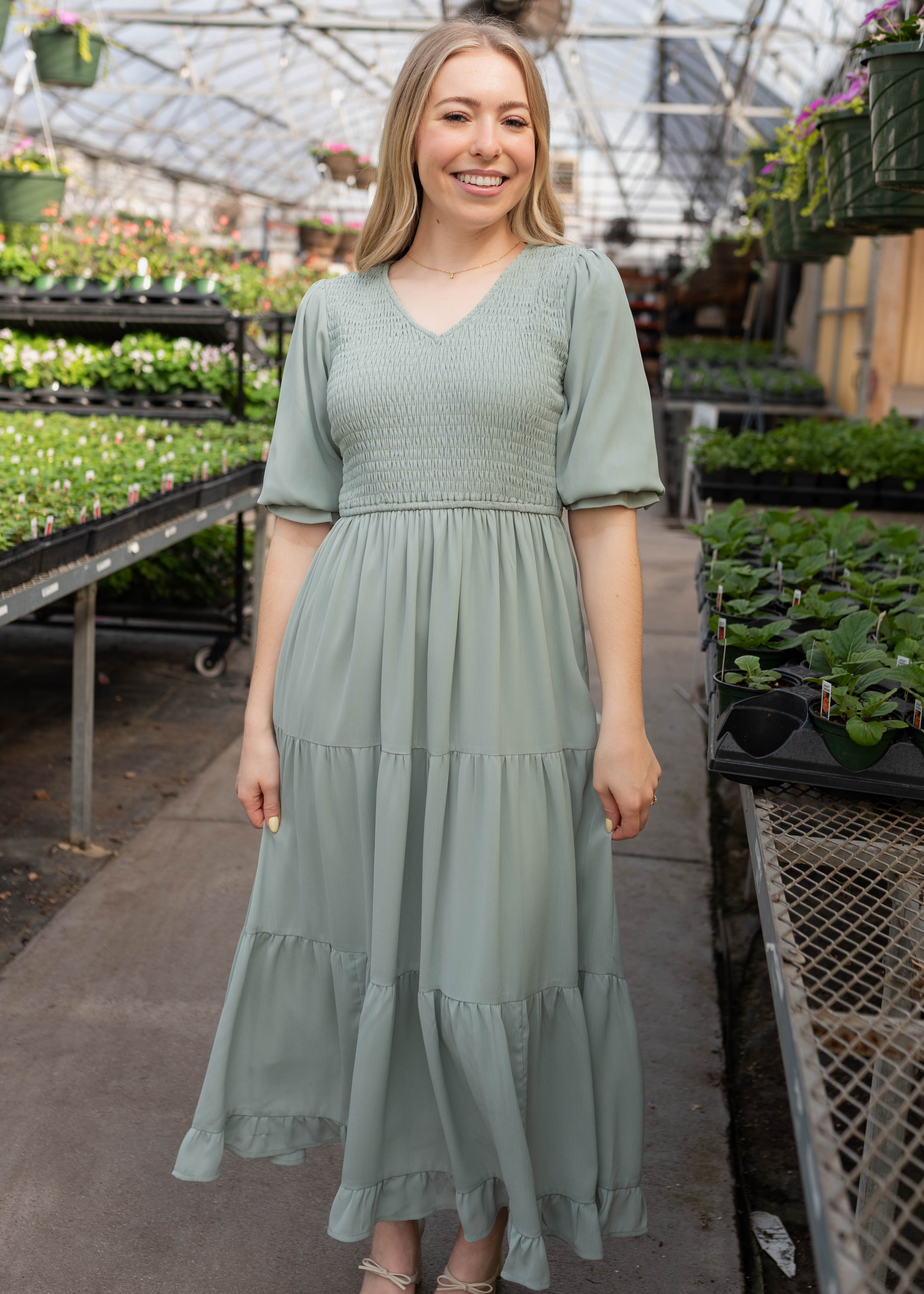 Kinley Sage Tiered Dress