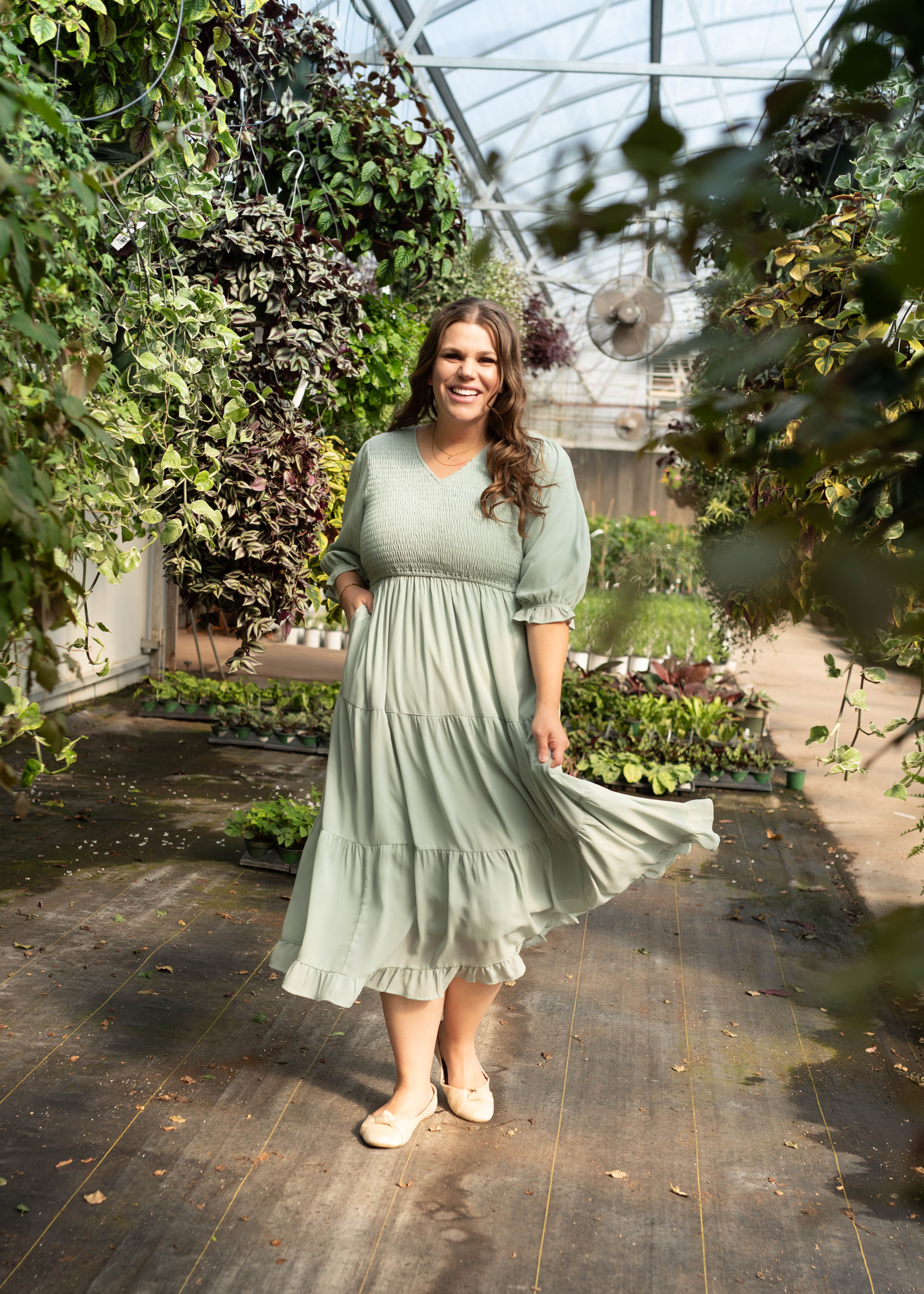 Kinley Sage Tiered Dress
