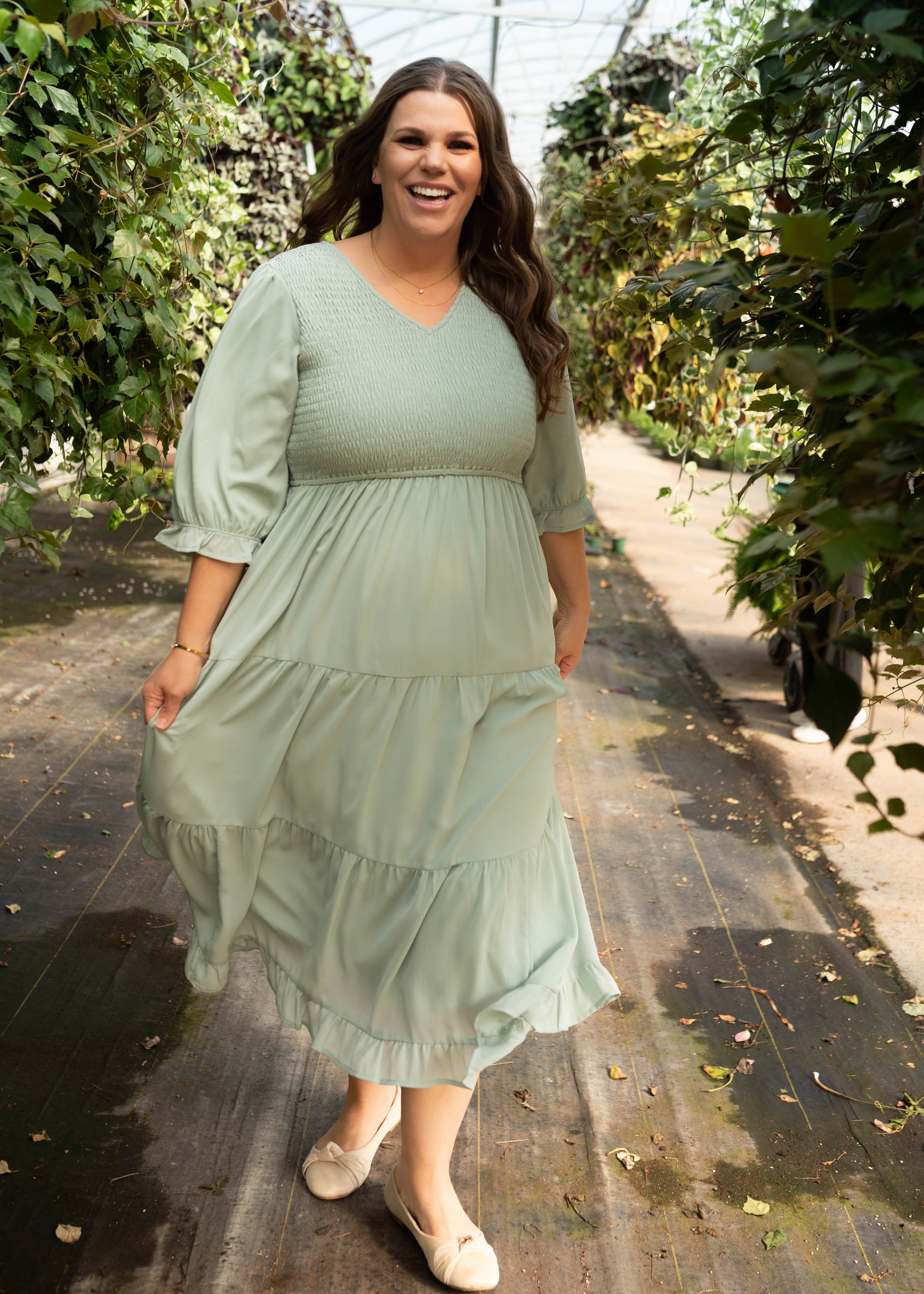 Kinley Sage Tiered Dress