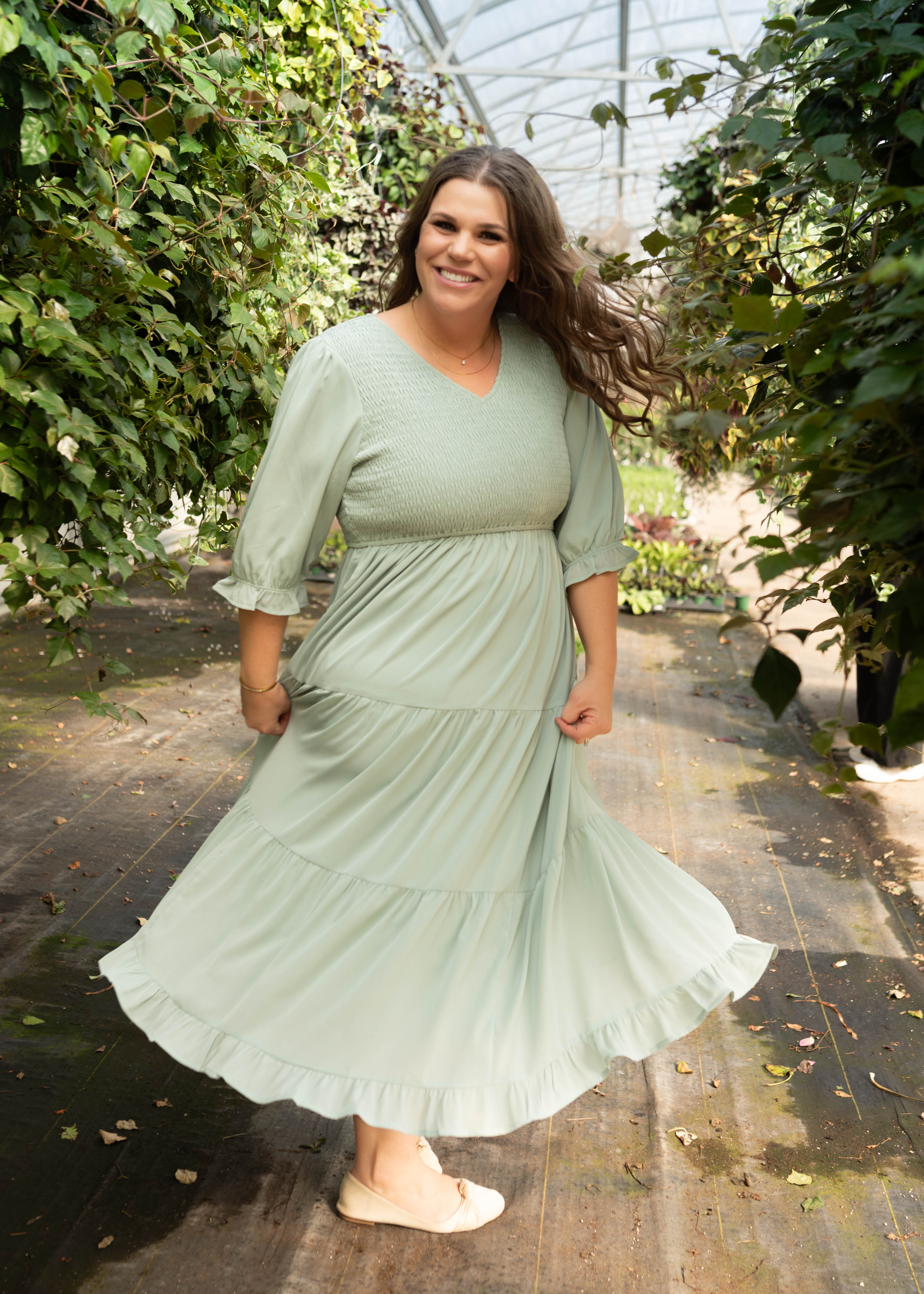 Kinley Sage Tiered Dress