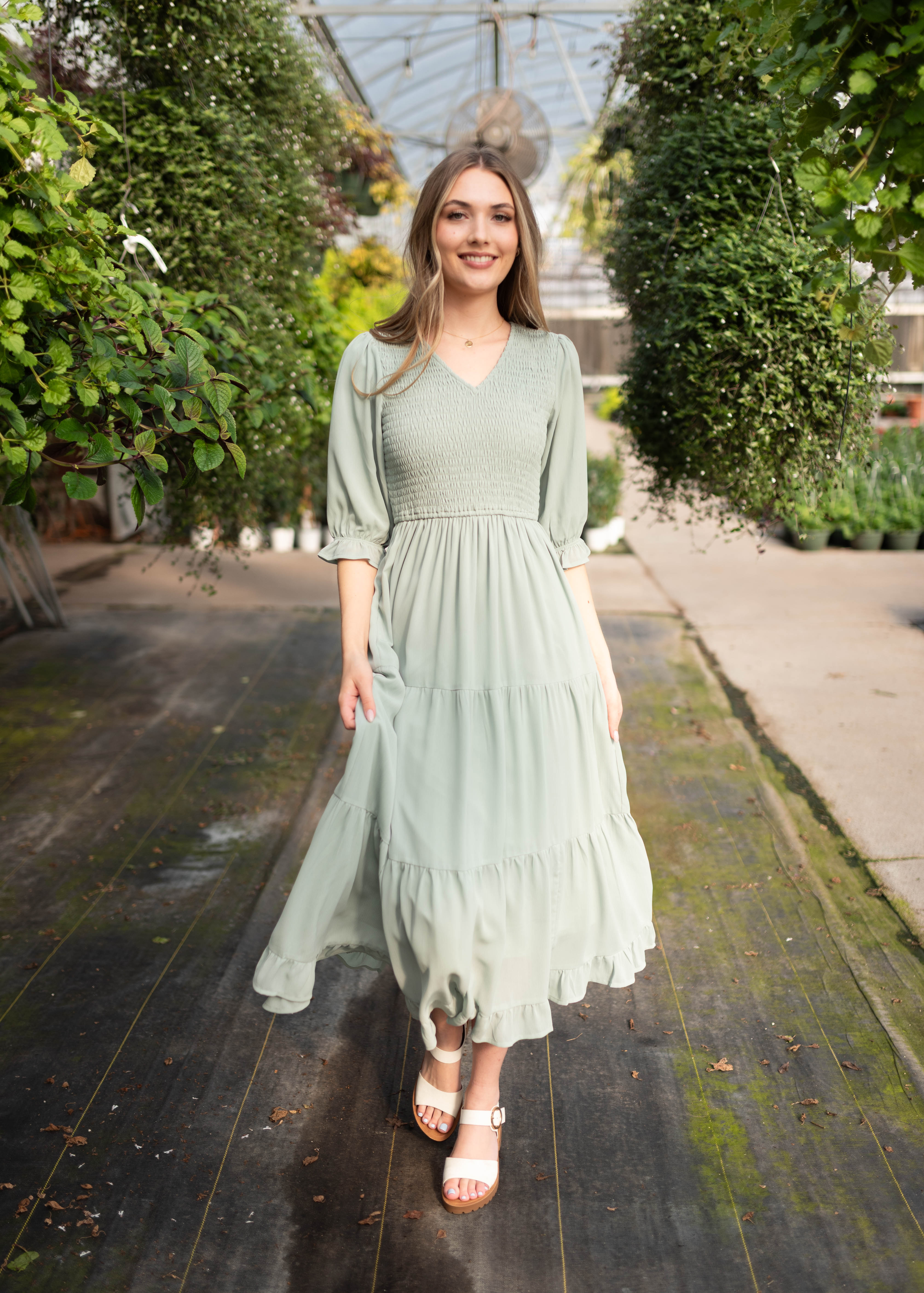 Kinley Sage Tiered Dress