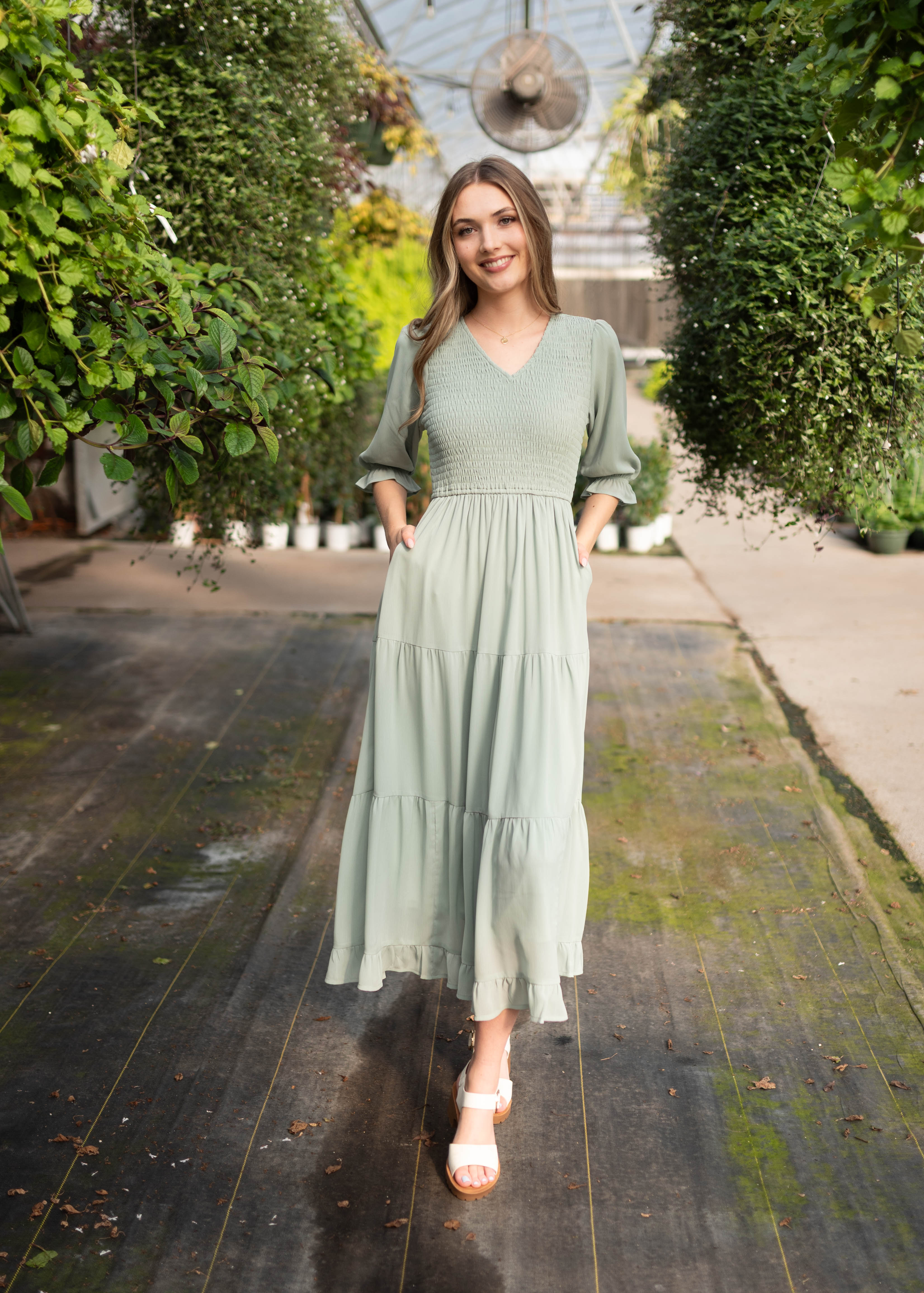 Kinley Sage Tiered Dress