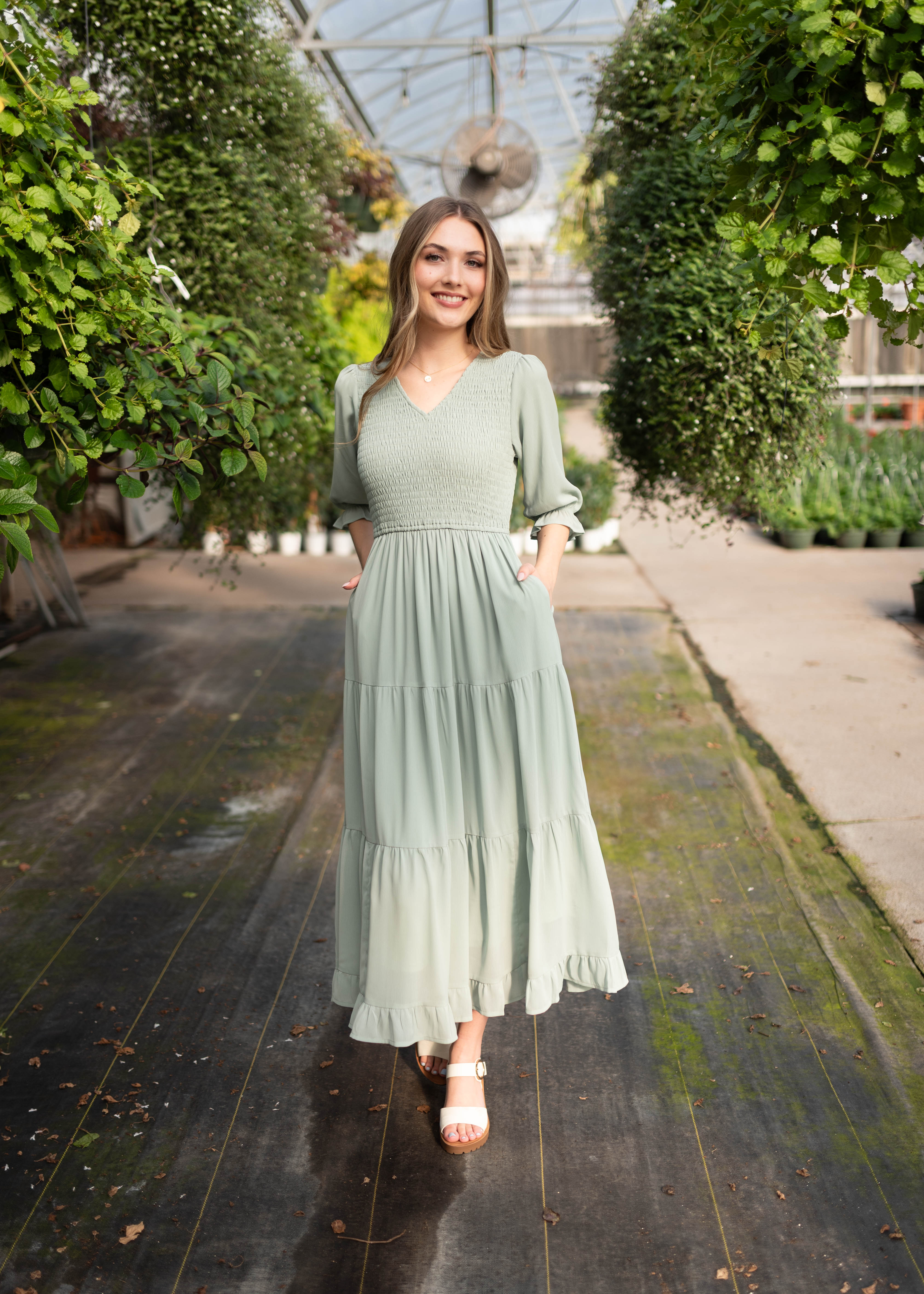 Kinley Sage Tiered Dress