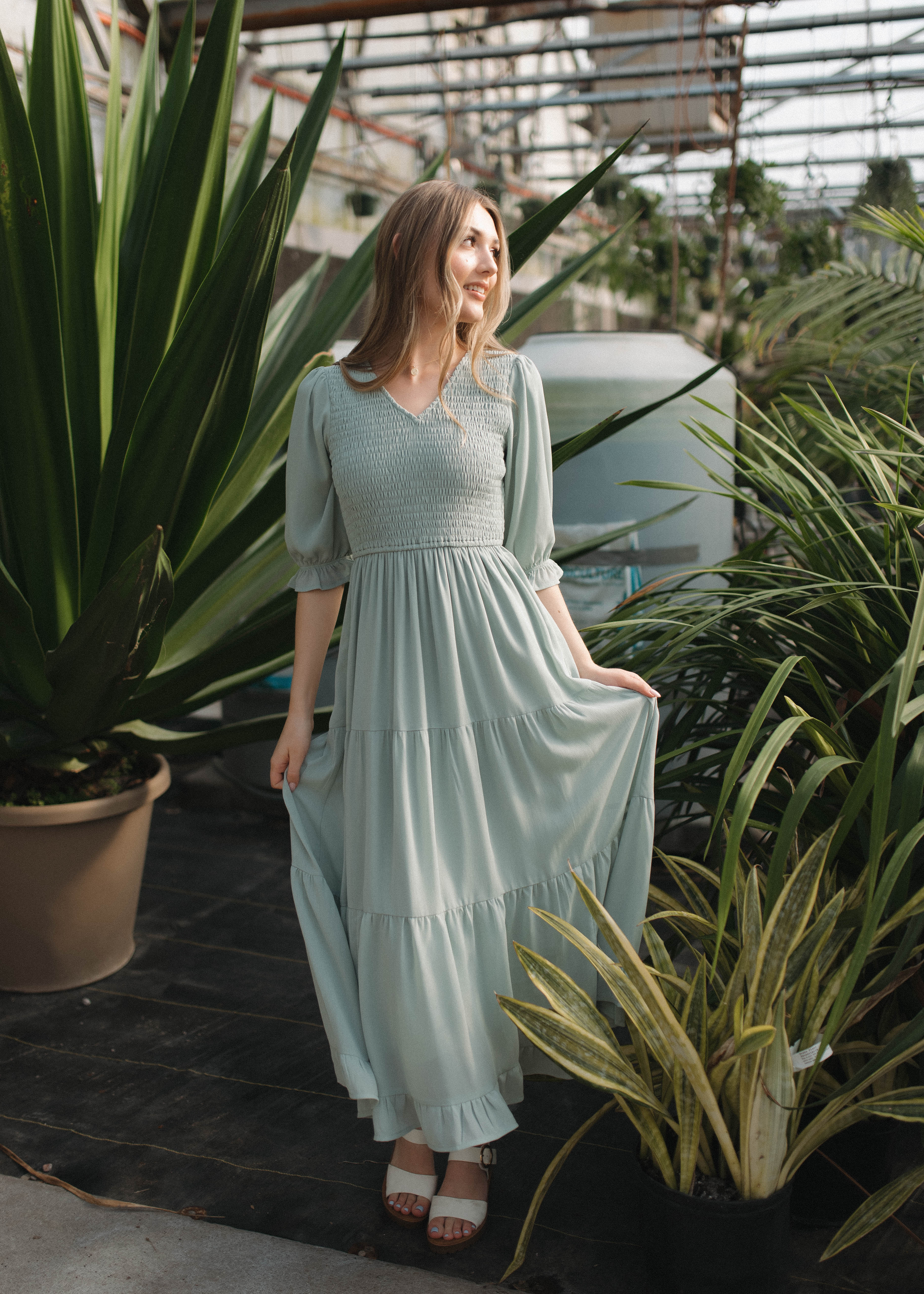 Kinley Sage Tiered Dress