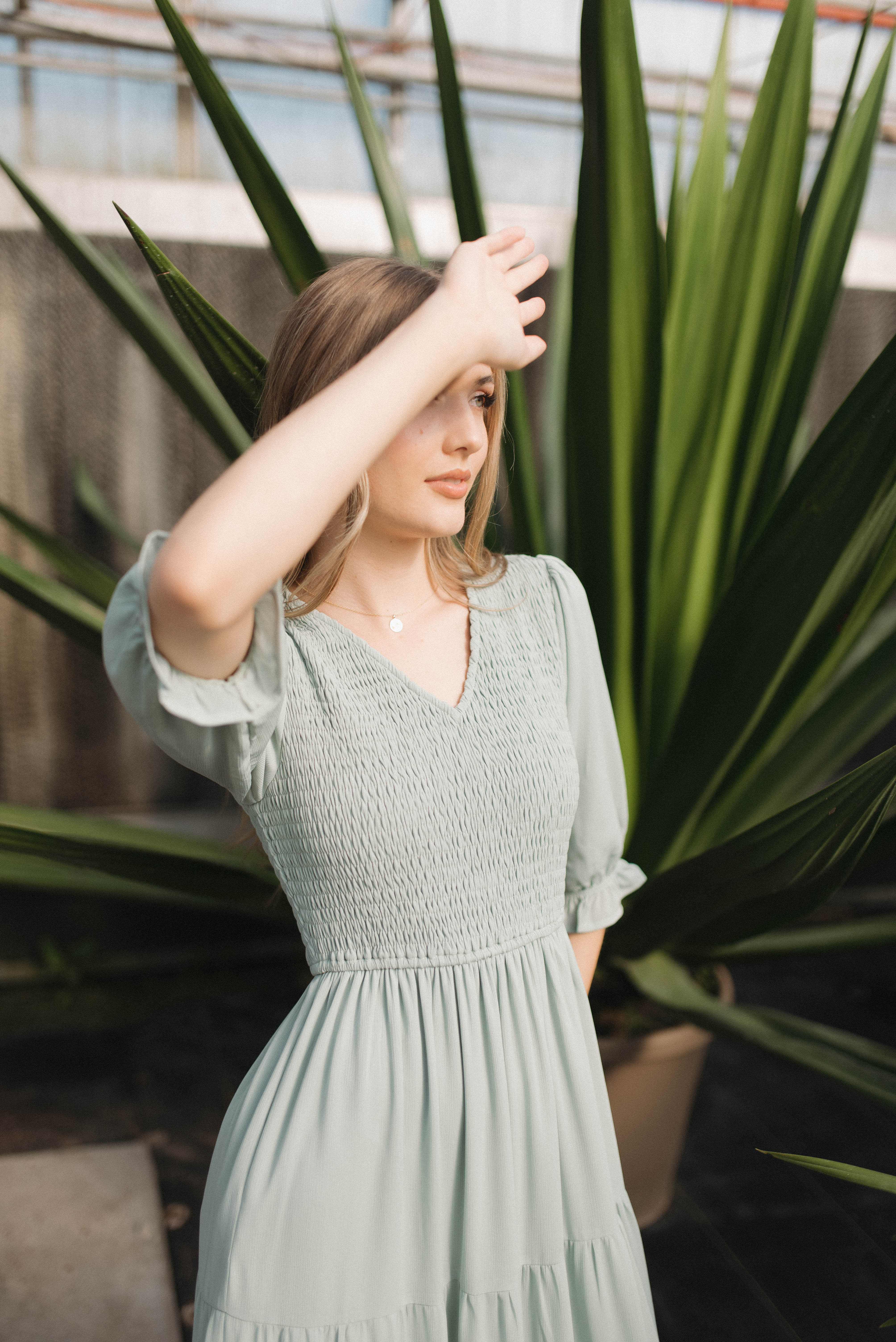 Kinley Sage Tiered Dress
