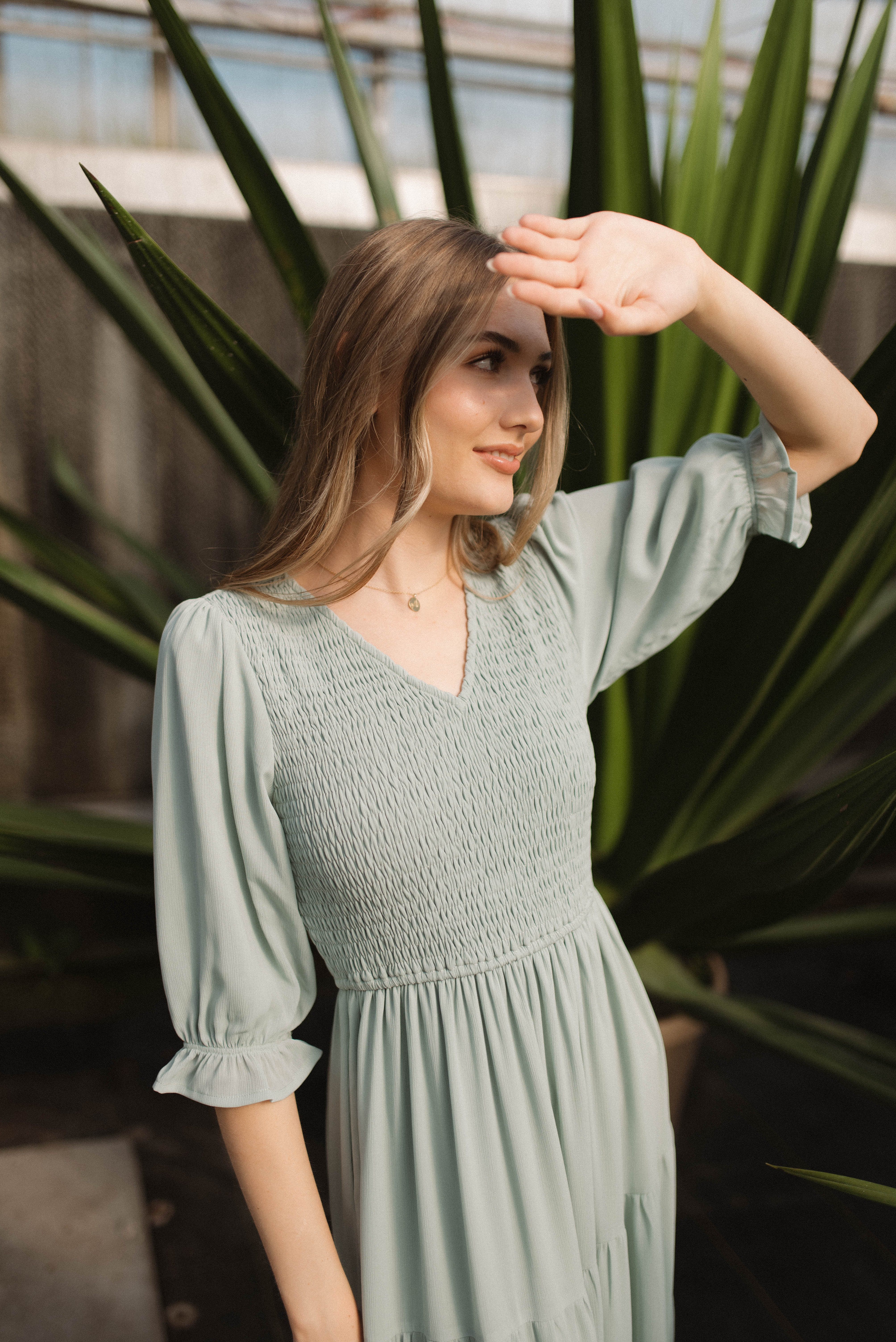Kinley Sage Tiered Dress
