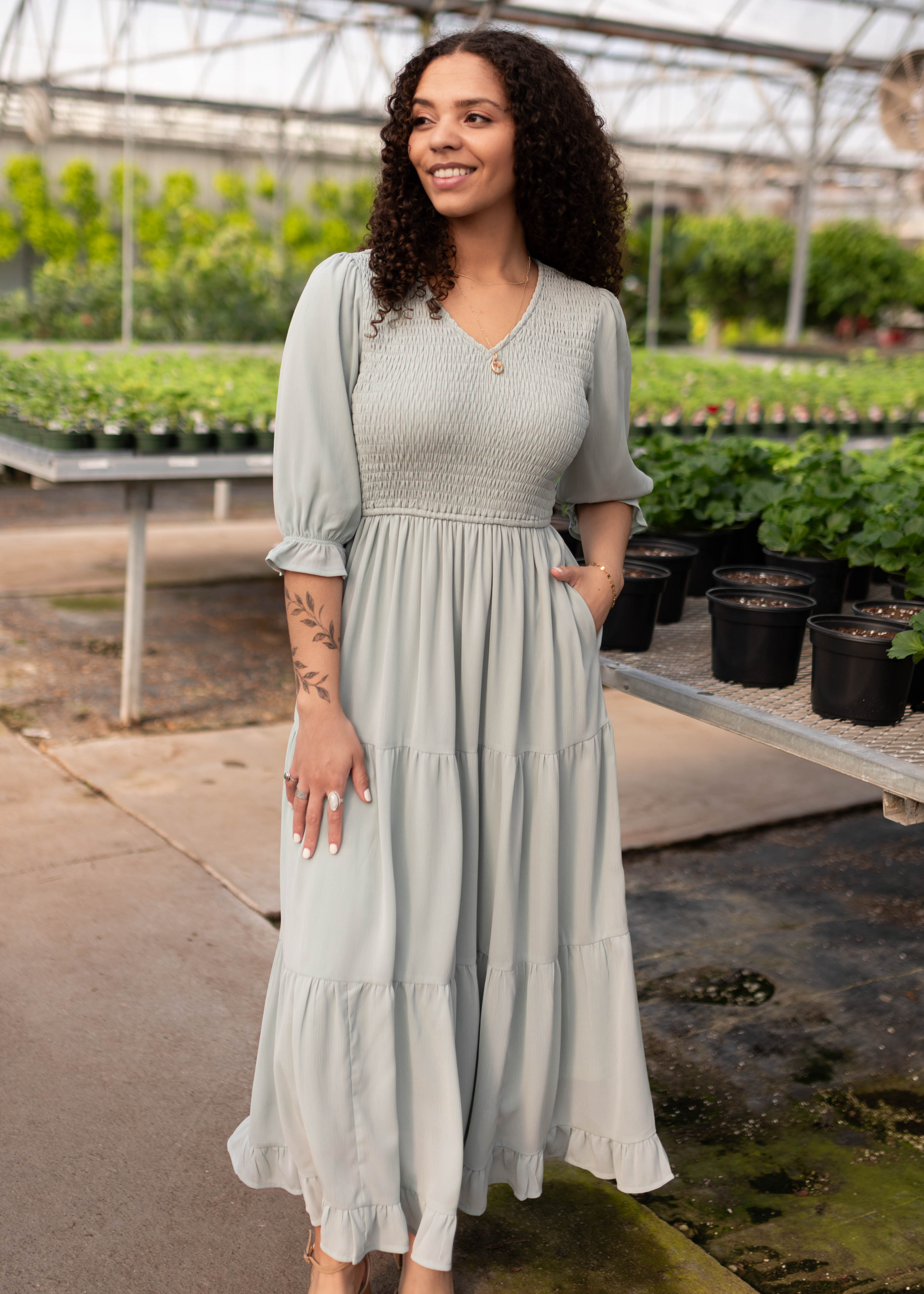 Kinley Sage Tiered Dress