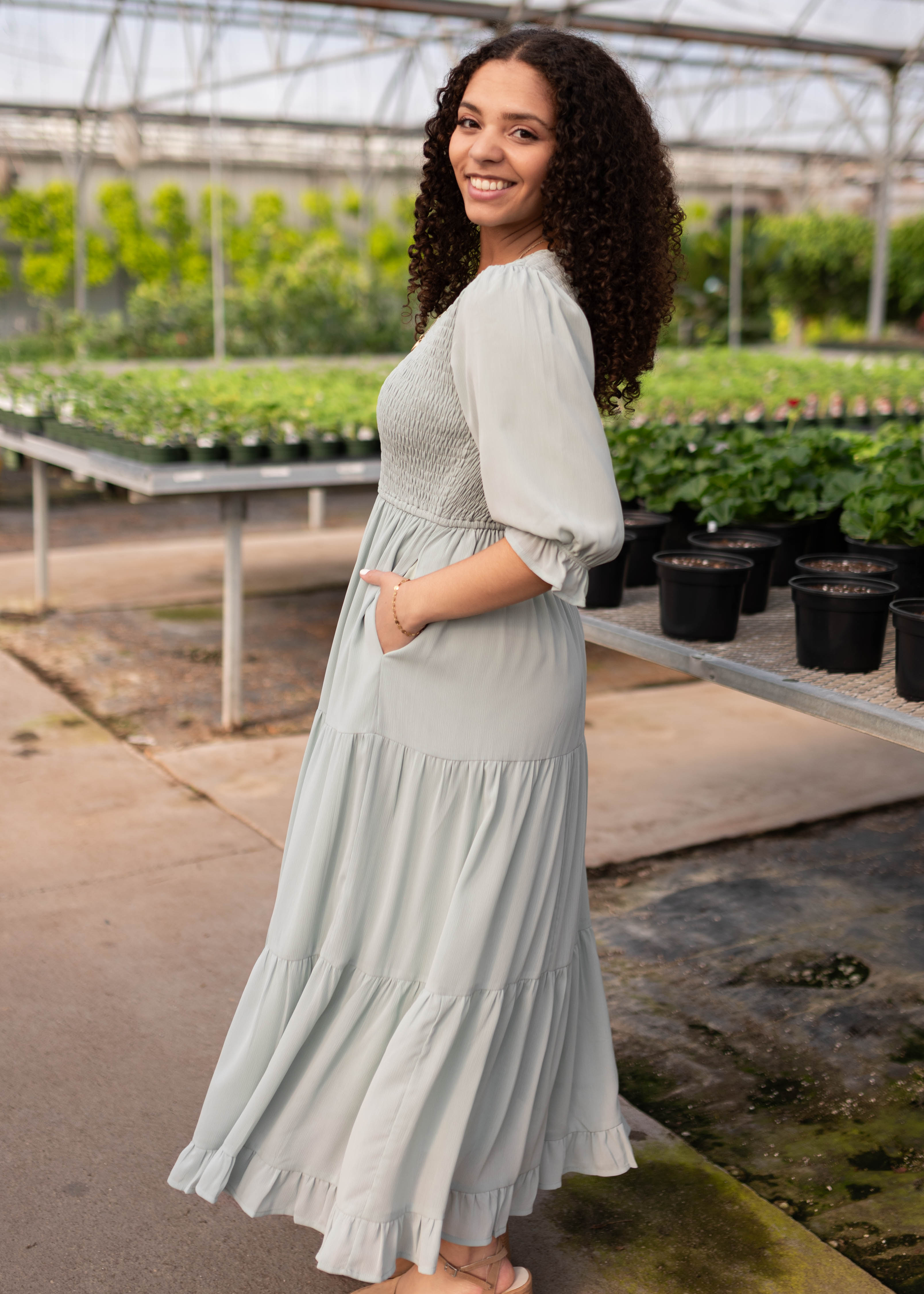 Kinley Sage Tiered Dress