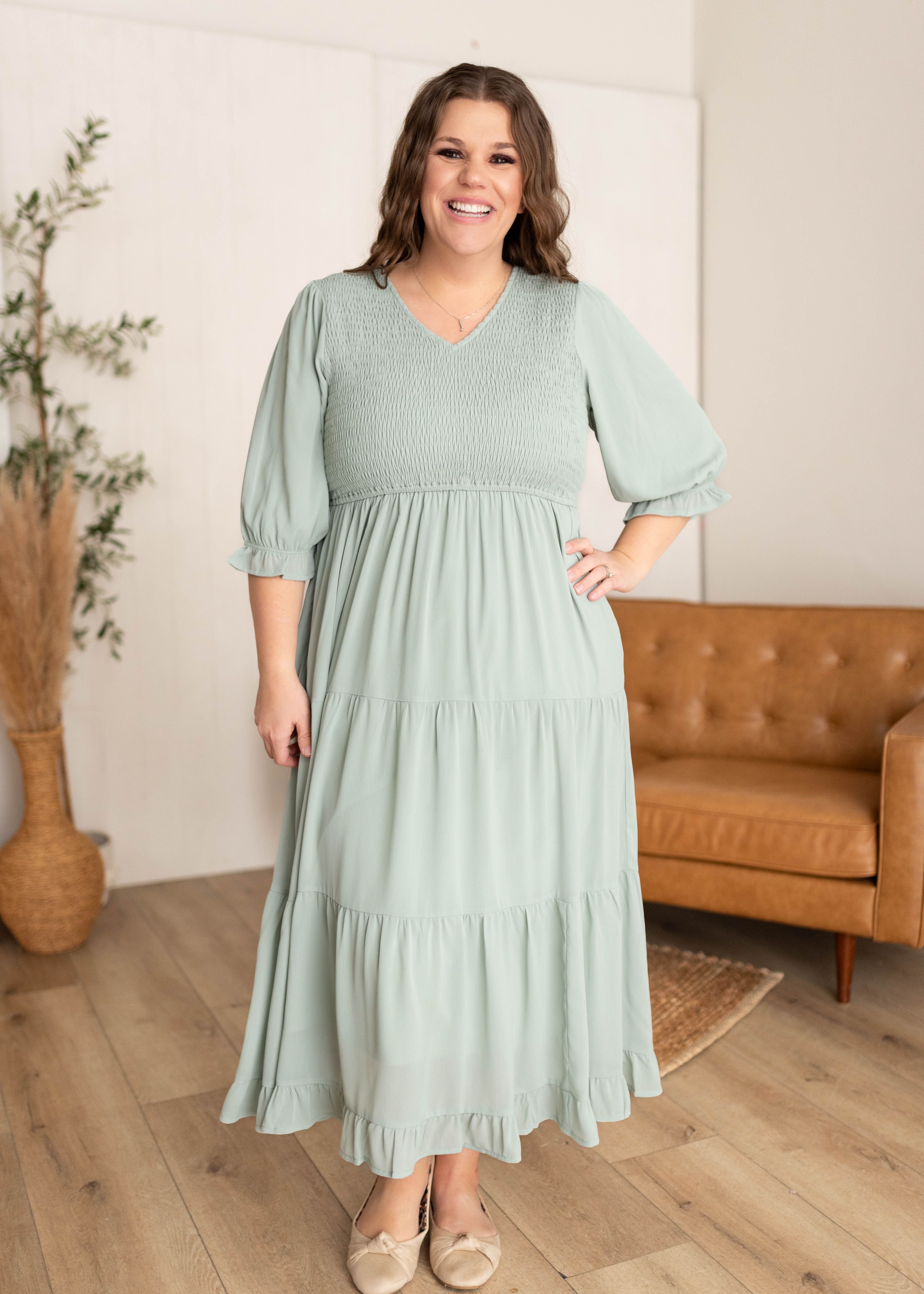 Kinley Sage Tiered Dress
