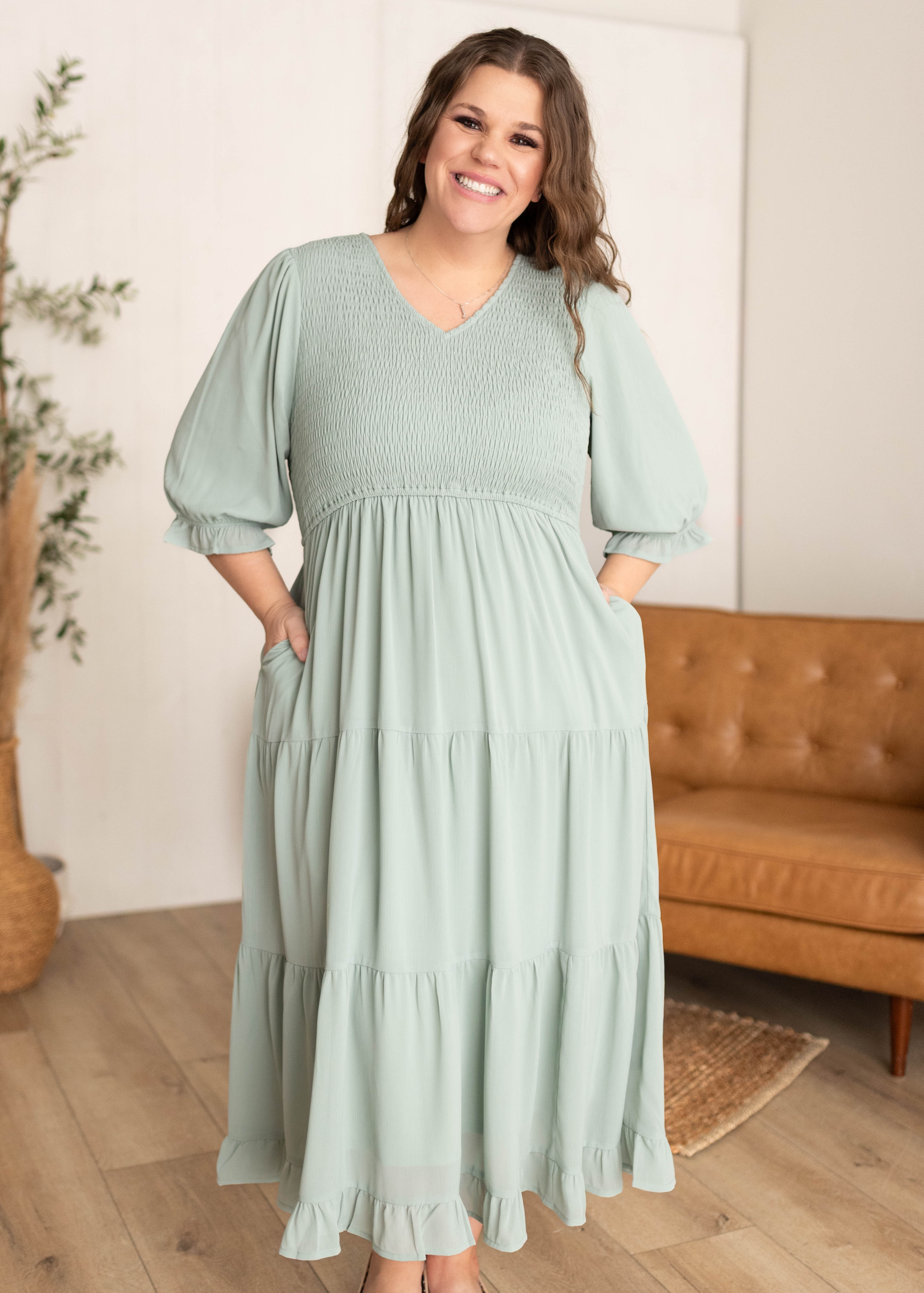 Kinley Sage Tiered Dress