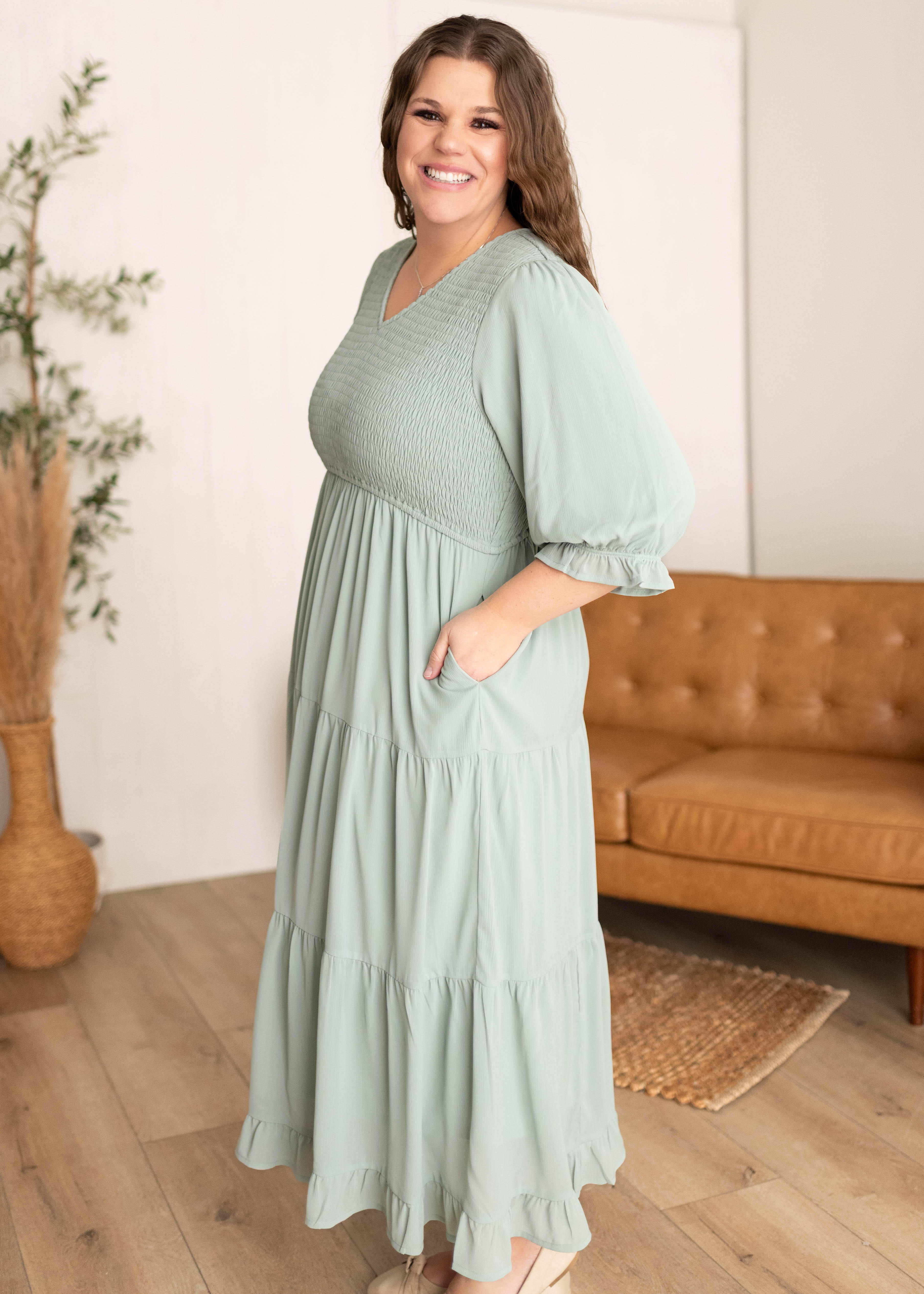 Kinley Sage Tiered Dress