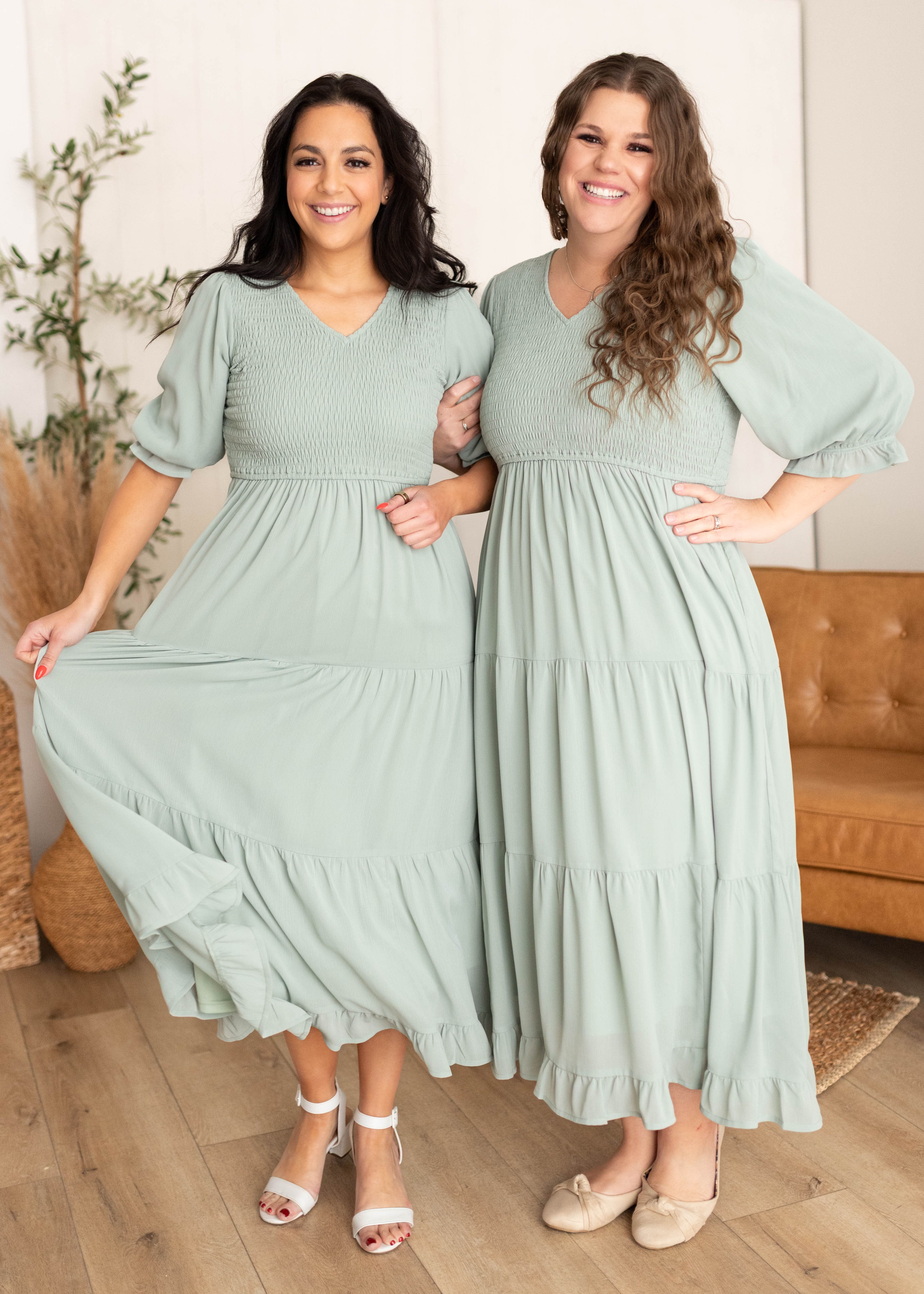 Kinley Sage Tiered Dress