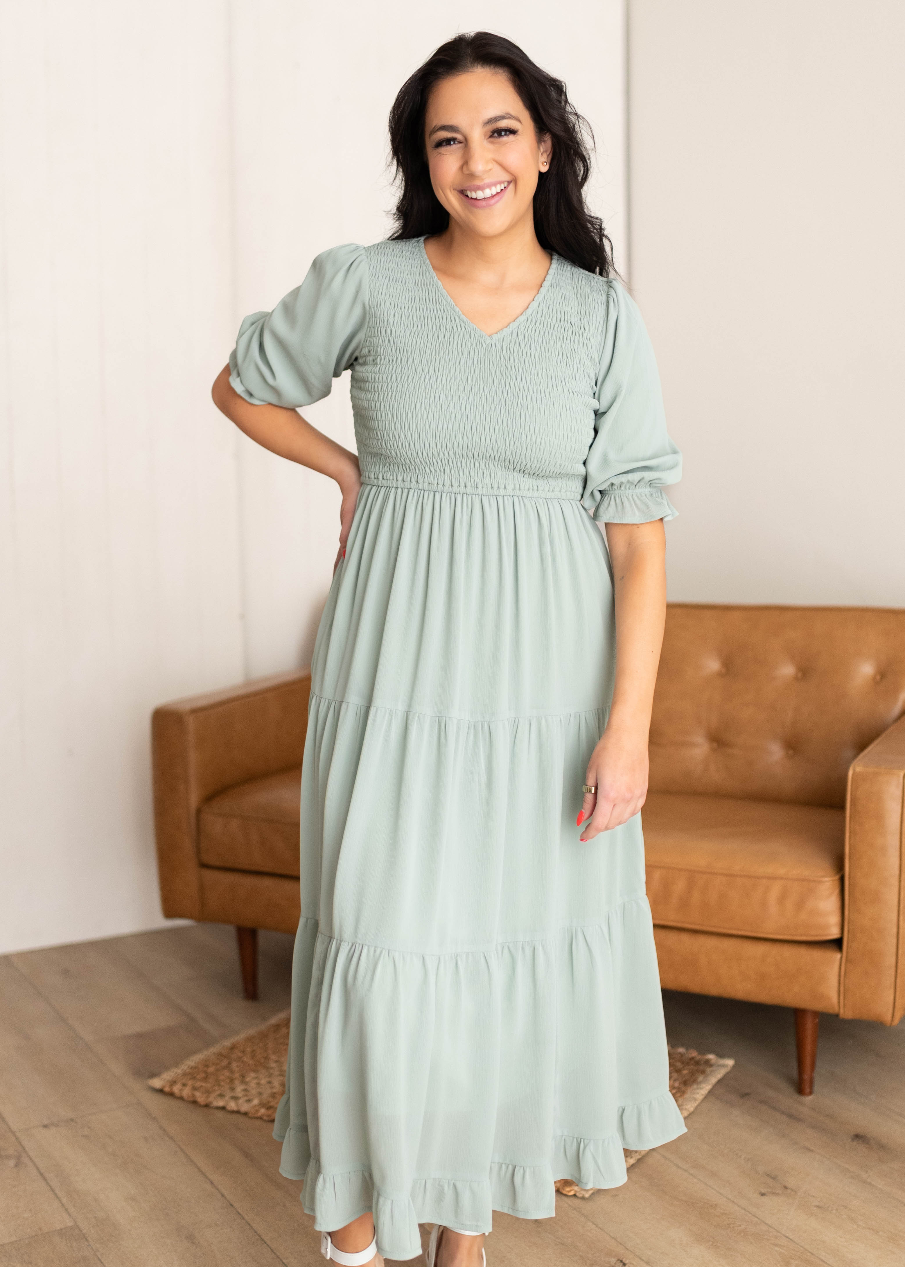 Kinley Sage Tiered Dress