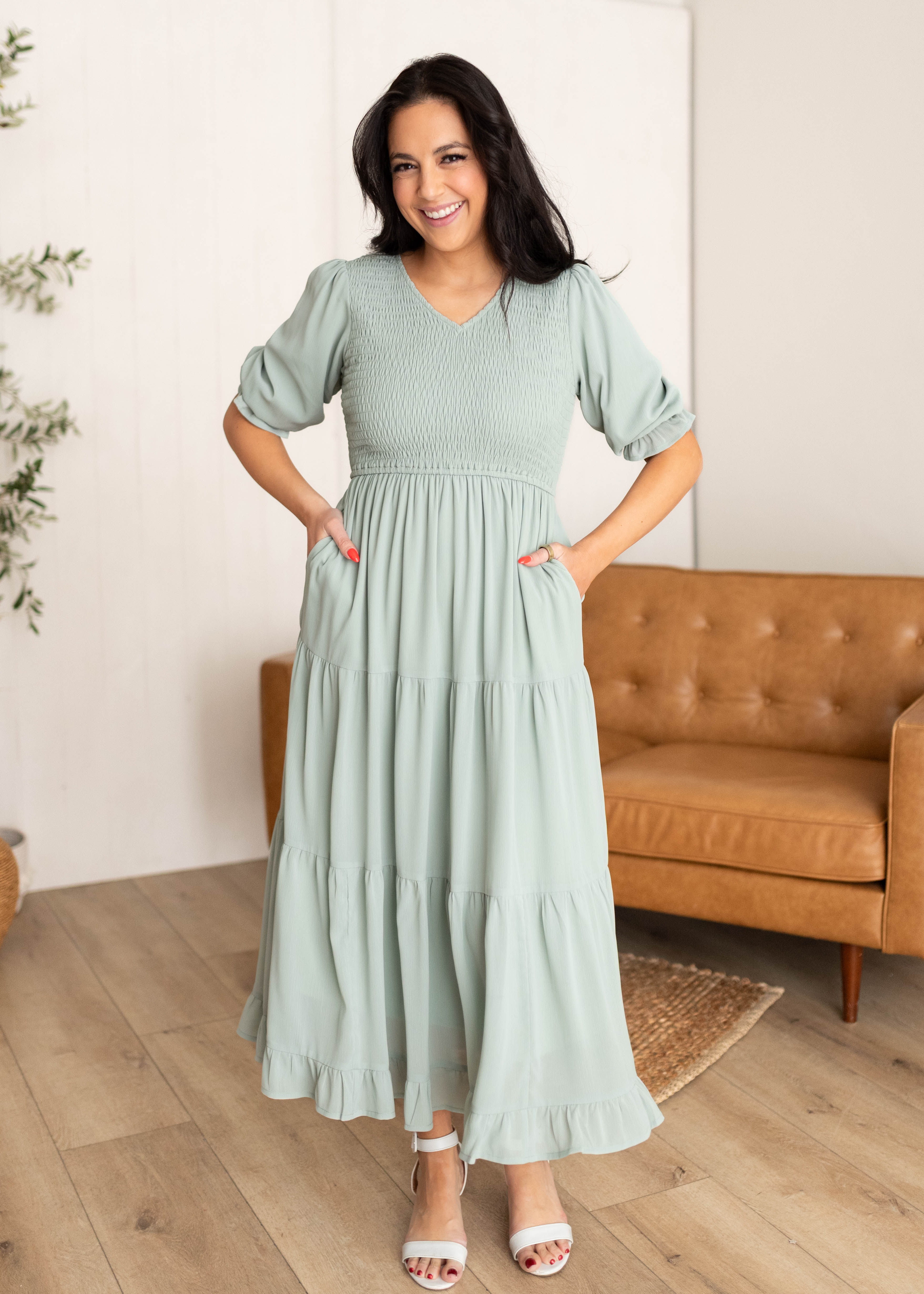 Kinley Sage Tiered Dress