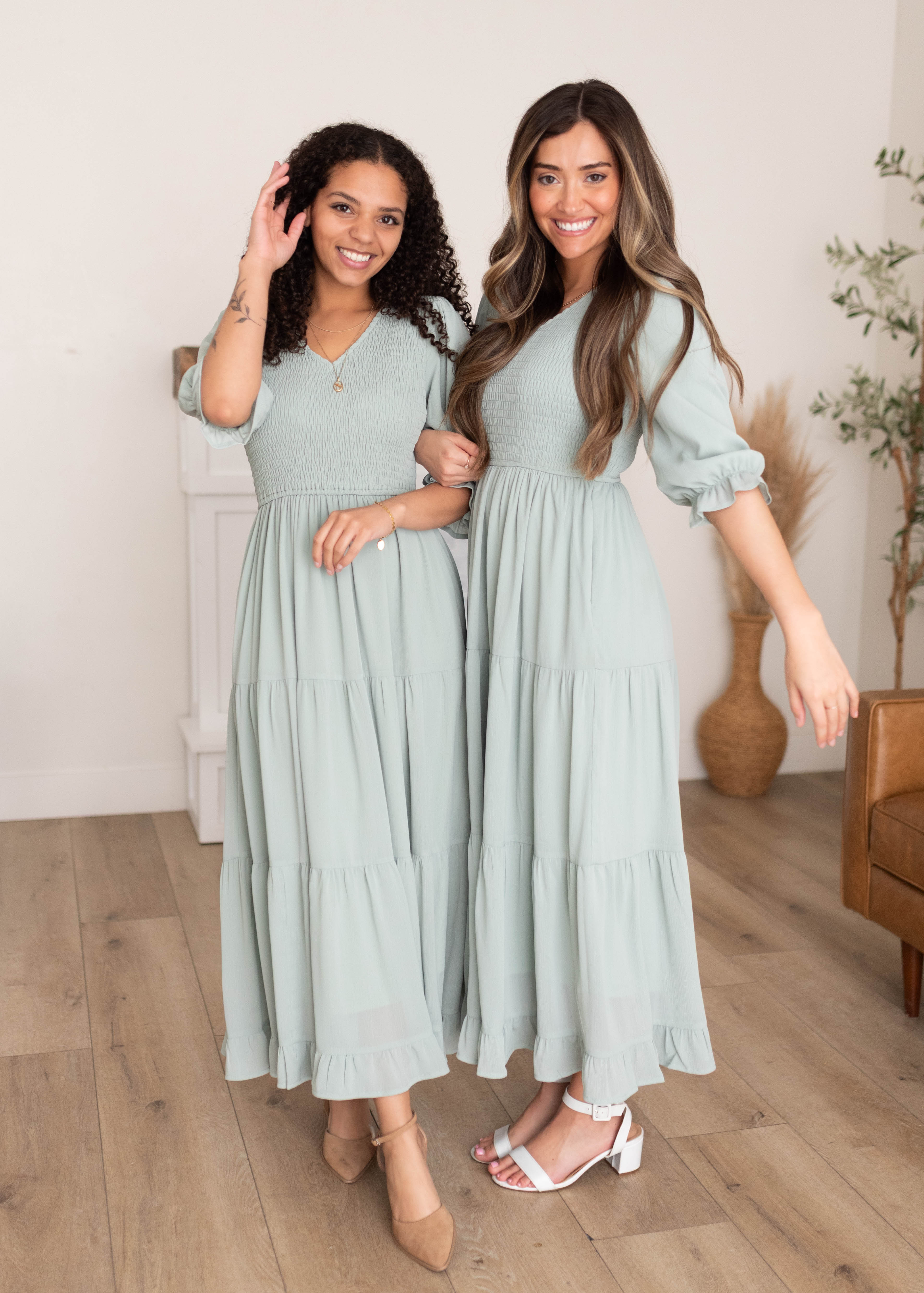 Kinley Sage Tiered Dress