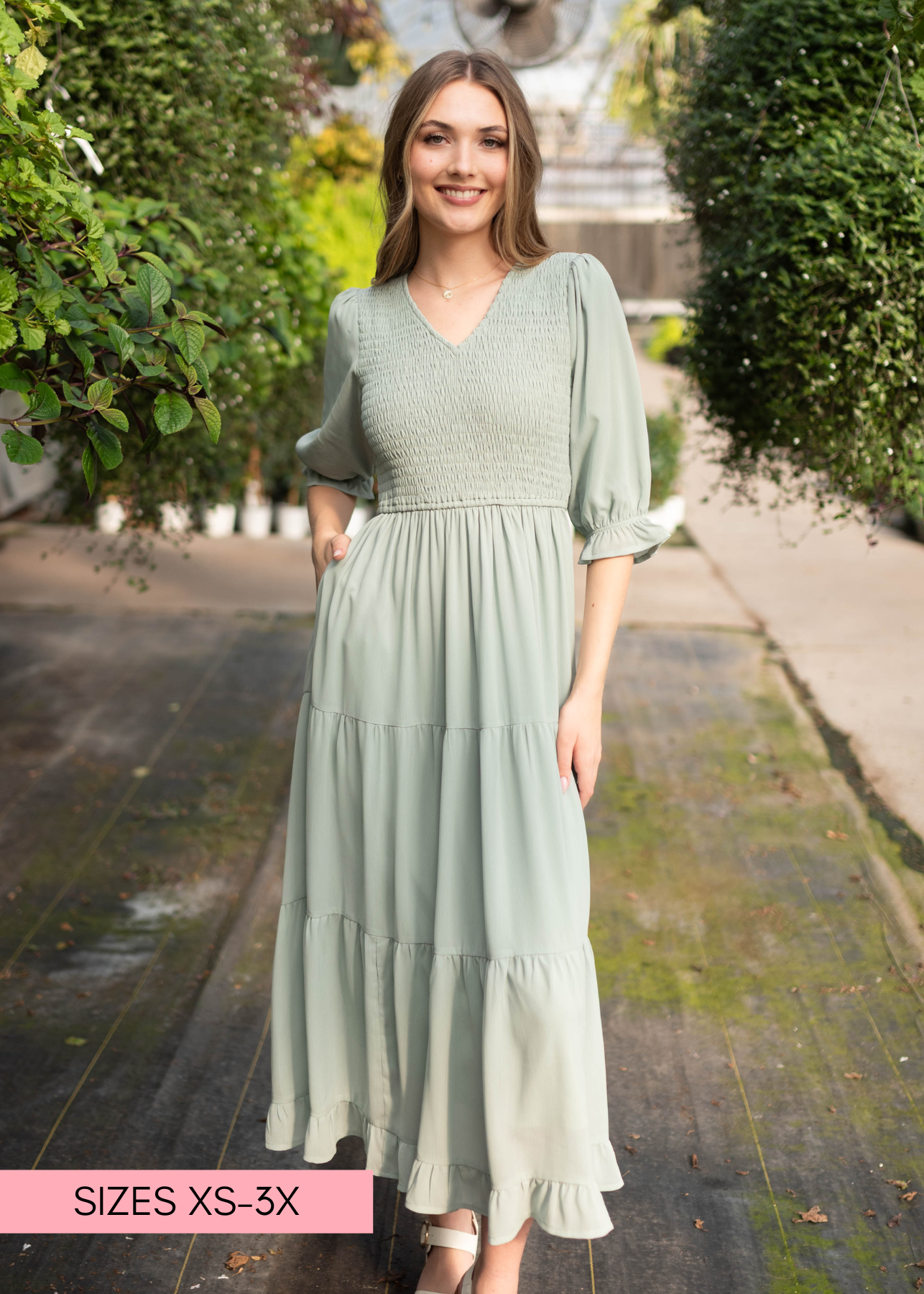Kinley Sage Tiered Dress