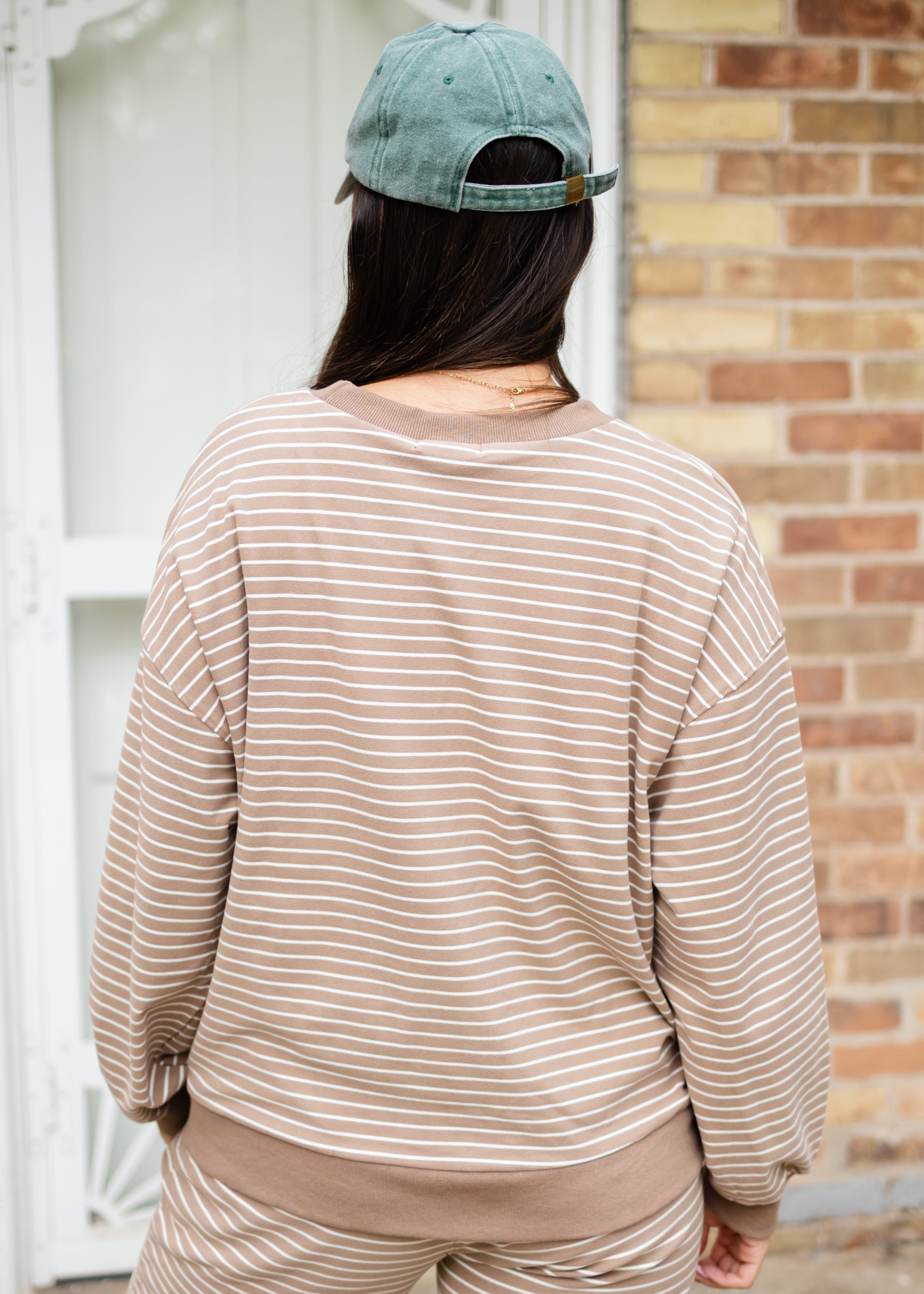 Kirsten Light Brown & White Striped Pullover