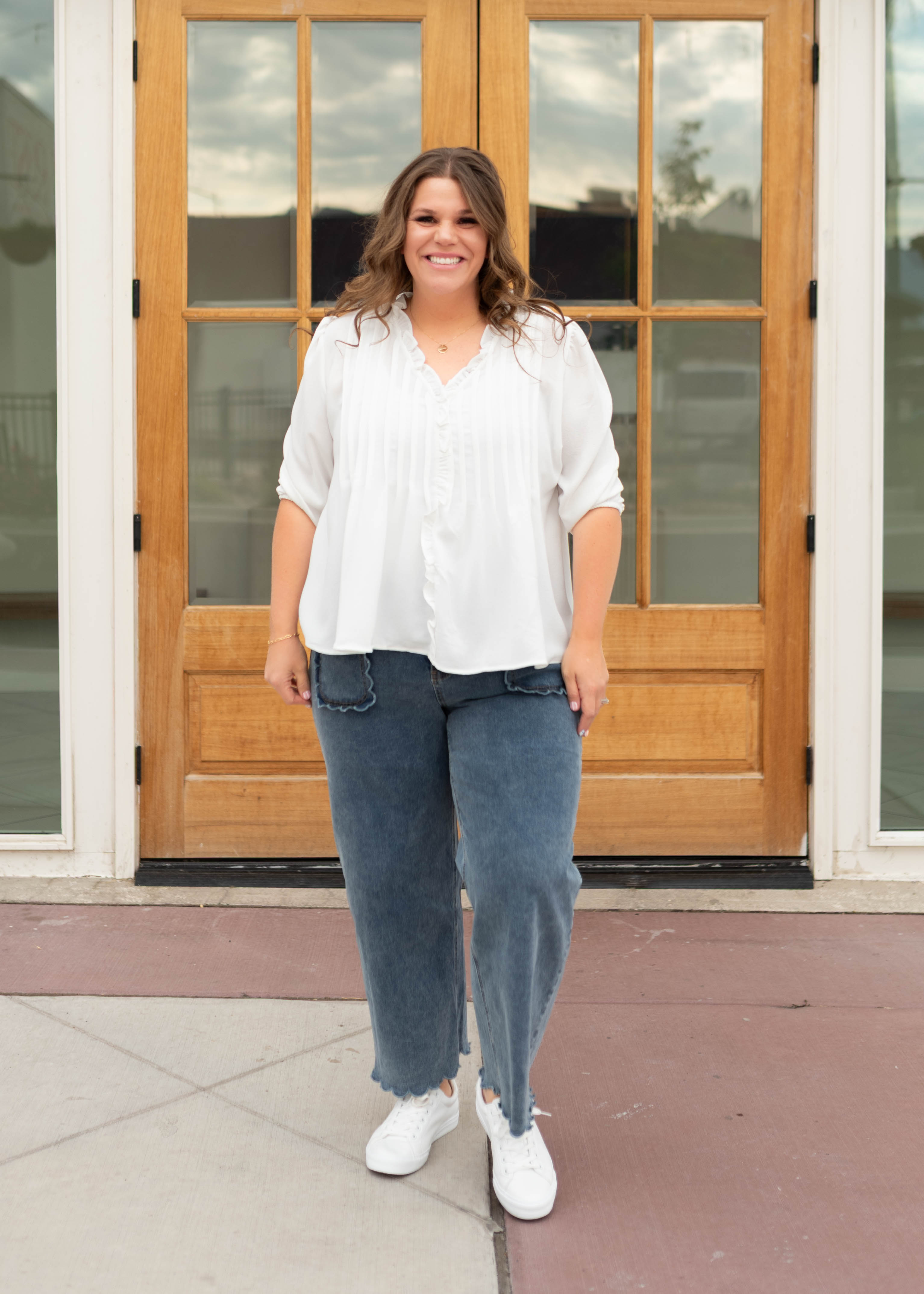 Kristina Denim Scalloped High Waisted Jeans