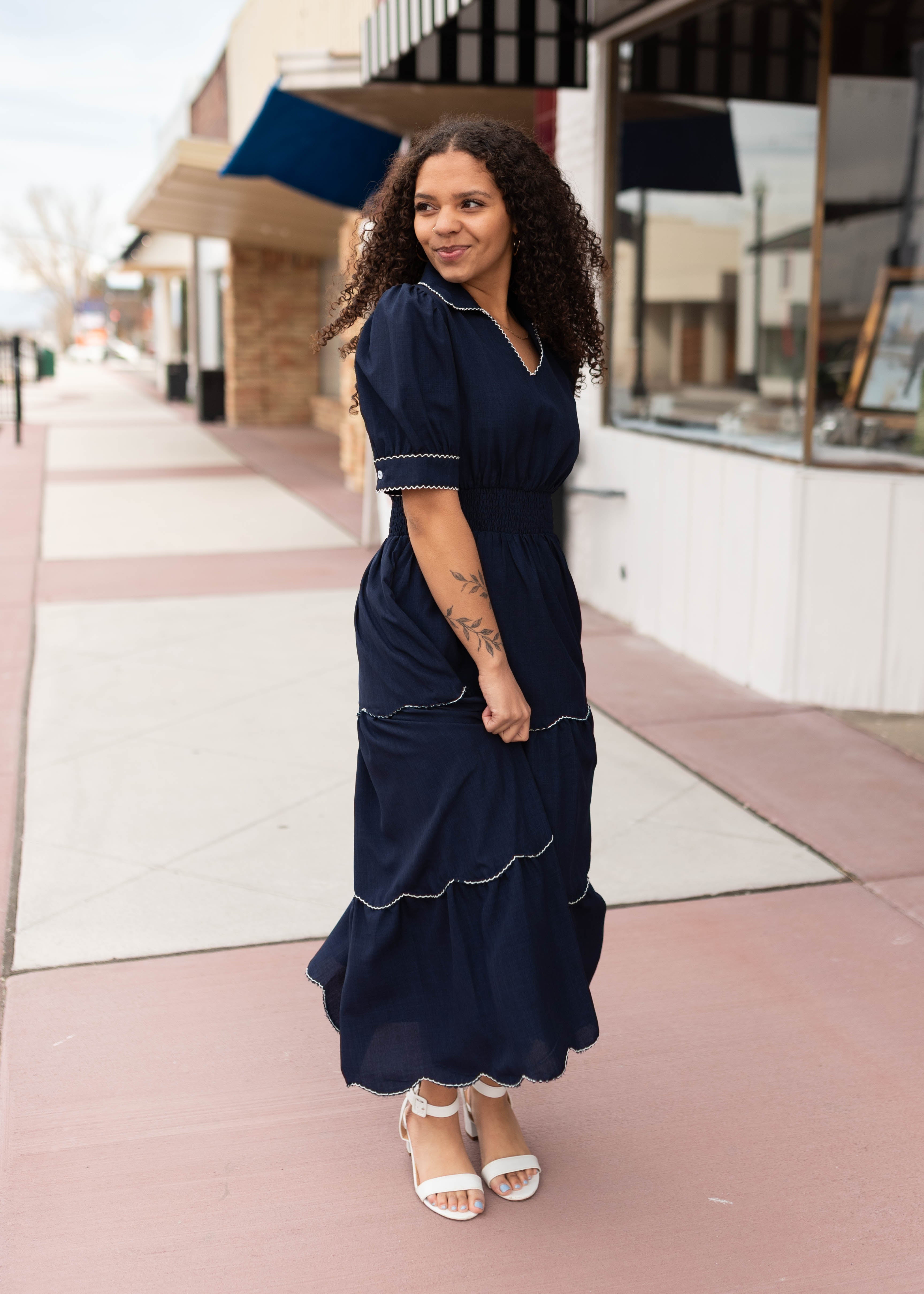Kylee Navy Tiered Dress