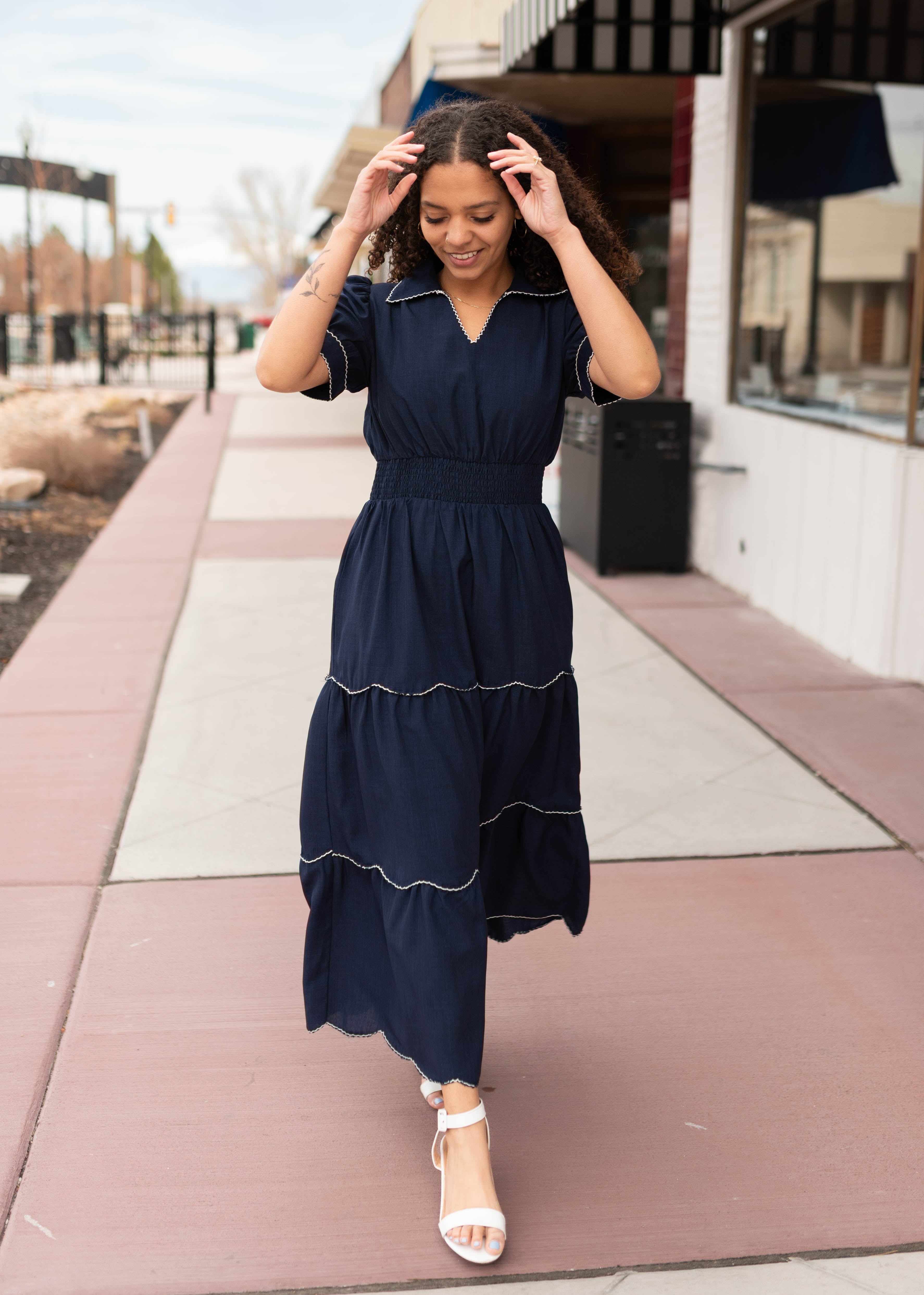 Kylee Navy Tiered Dress